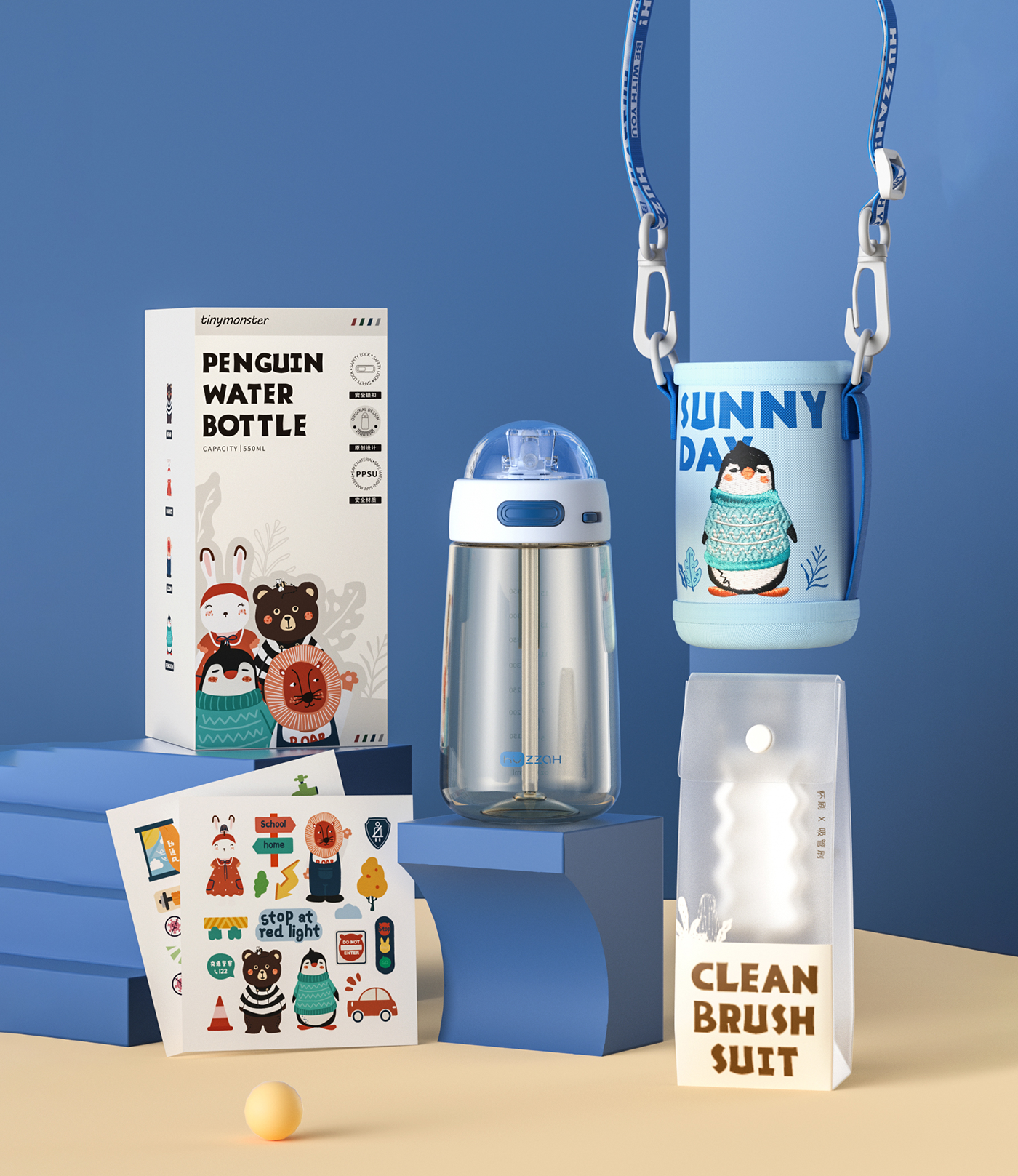 Water cup，Mother and baby，children，Cup cover，Illustration sticker，