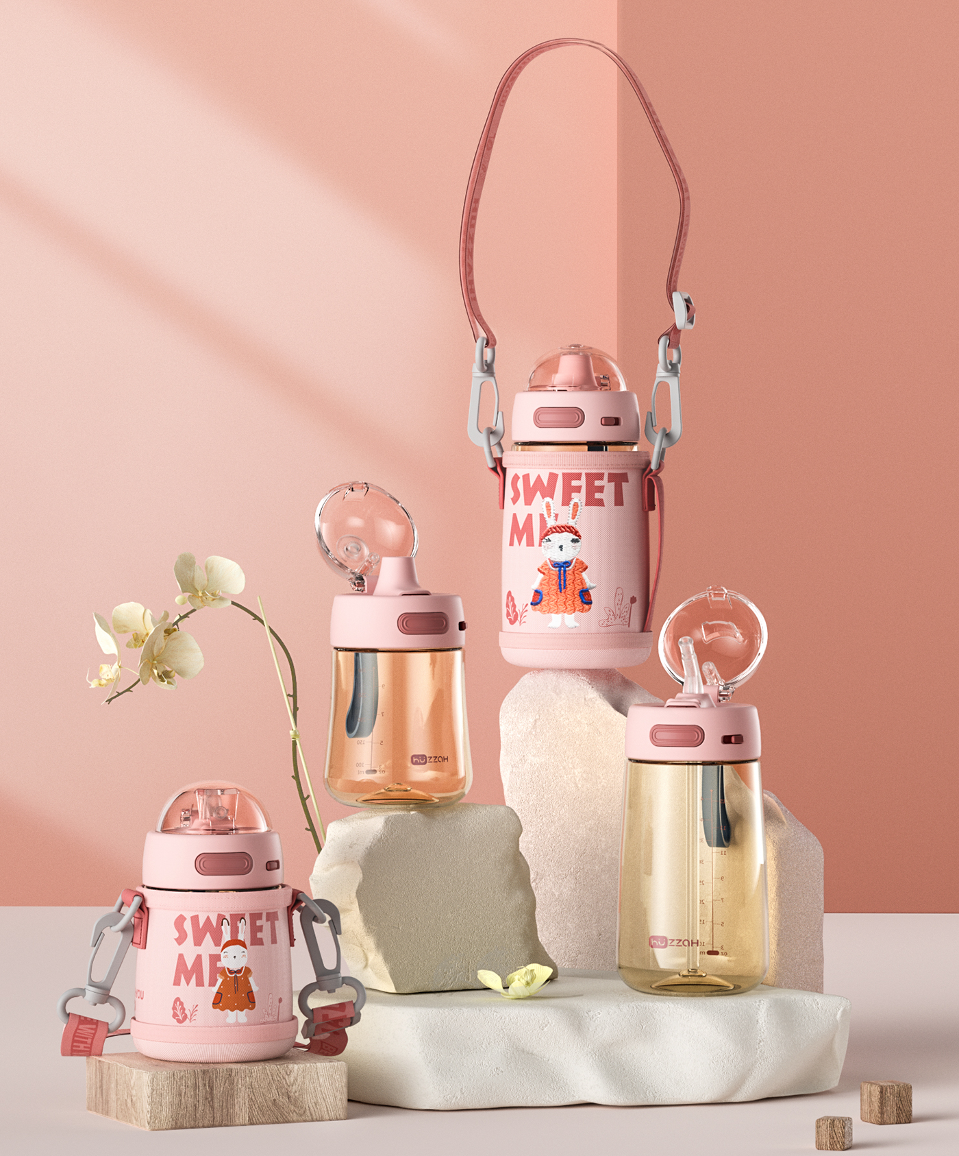 Water cup，Mother and baby，children，Cup cover，Illustration sticker，