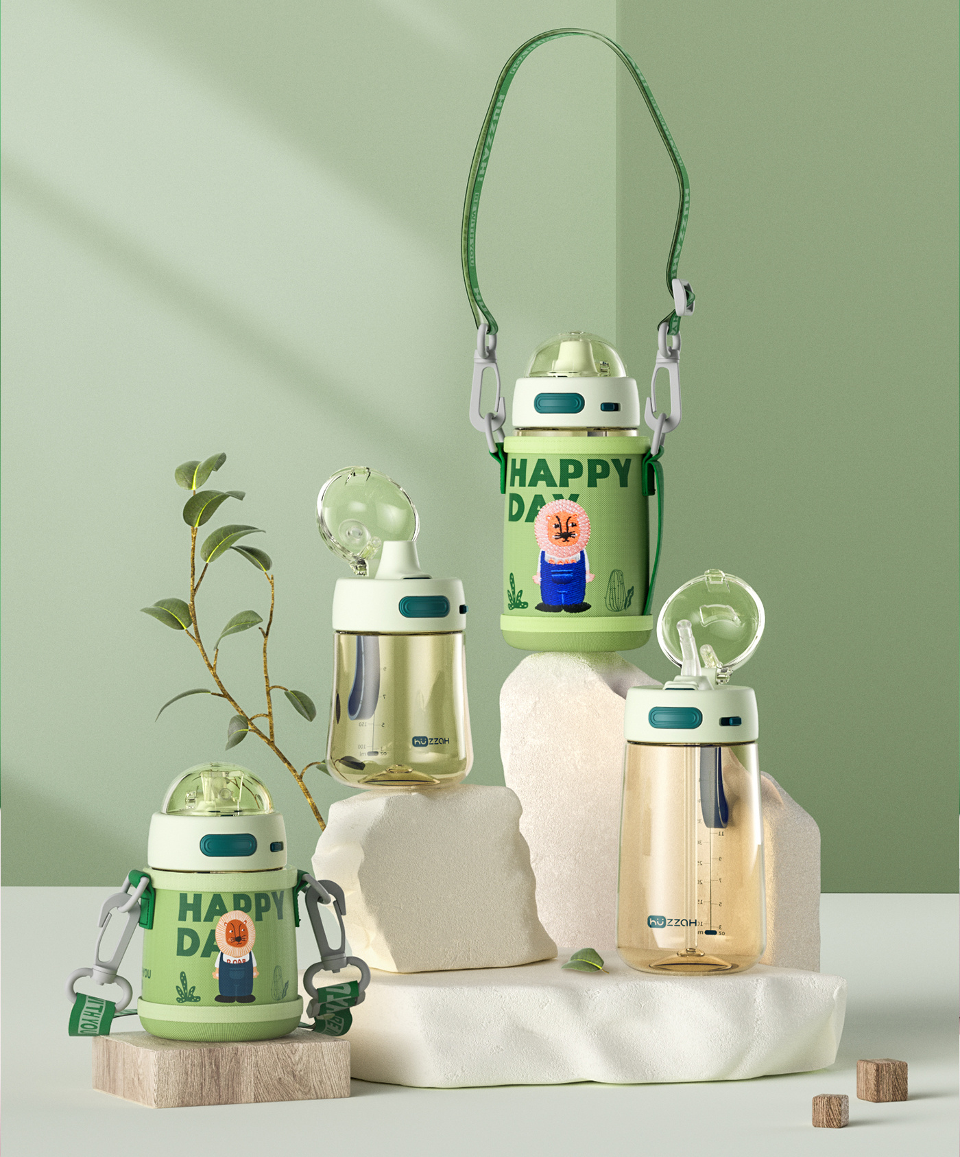 Water cup，Mother and baby，children，Cup cover，Illustration sticker，