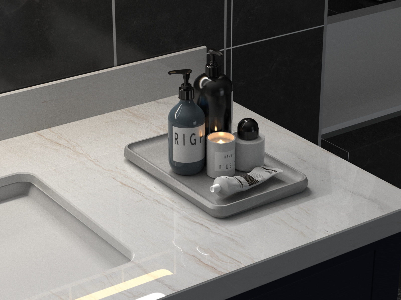 tea tray，Cement tray，Bathroom creative plate，The other side，