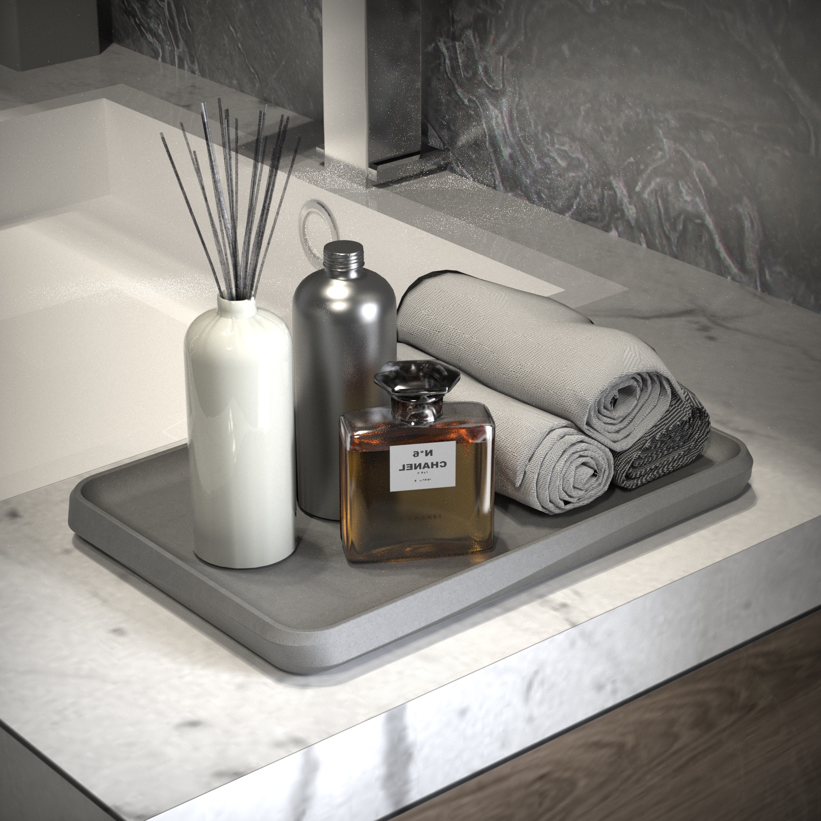 tea tray，Cement tray，Bathroom creative plate，The other side，