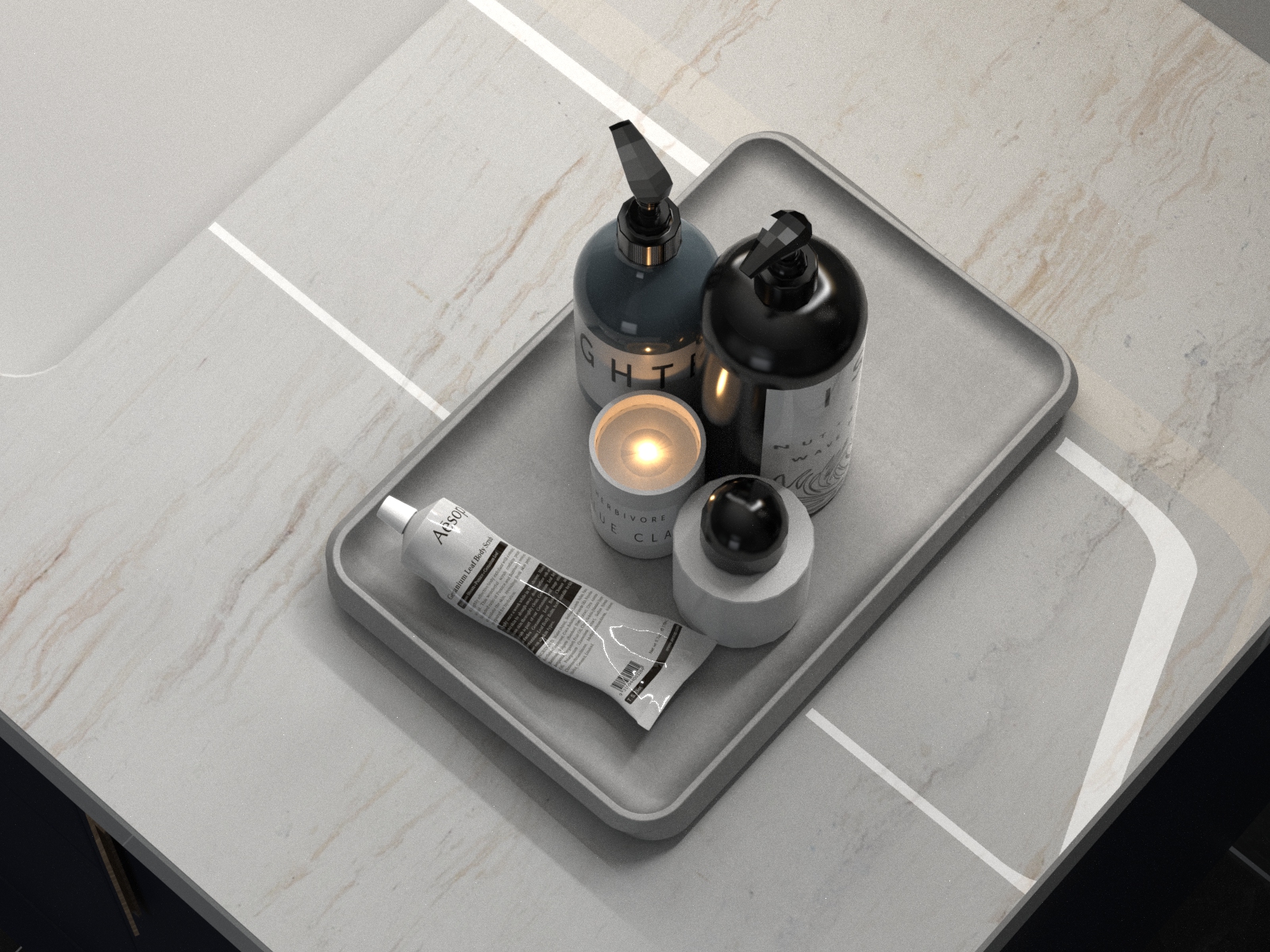 tea tray，Cement tray，Bathroom creative plate，The other side，