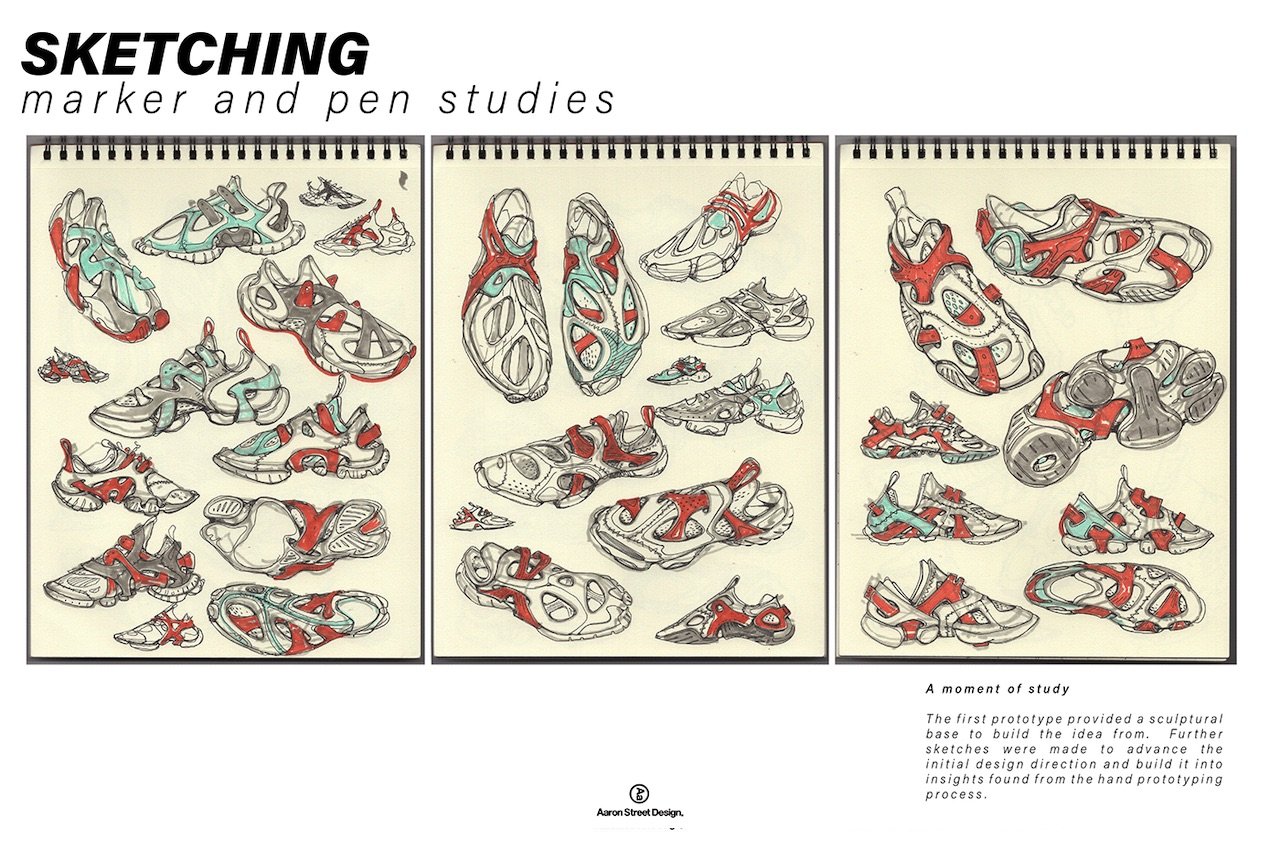 Aaron Street，Sneaker design，Ergonomics，Rainforest walking concept shoes，Natural design，