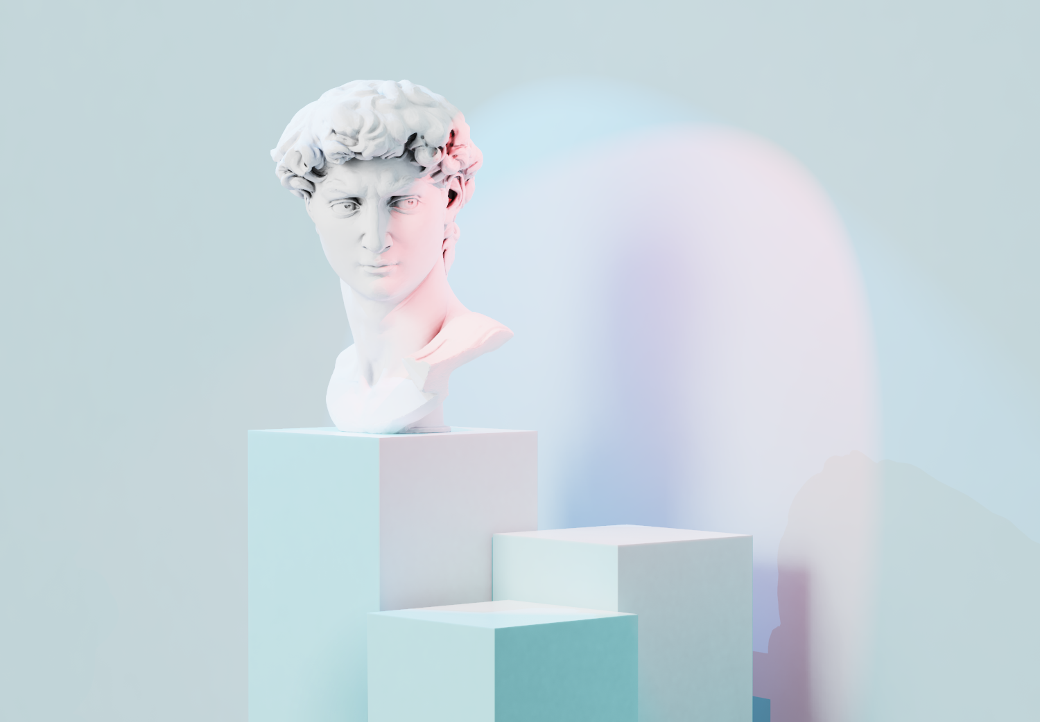 scene，exhibition booth，Exhibition table，Render，geometry，lighting，Macaroon，Maka color，