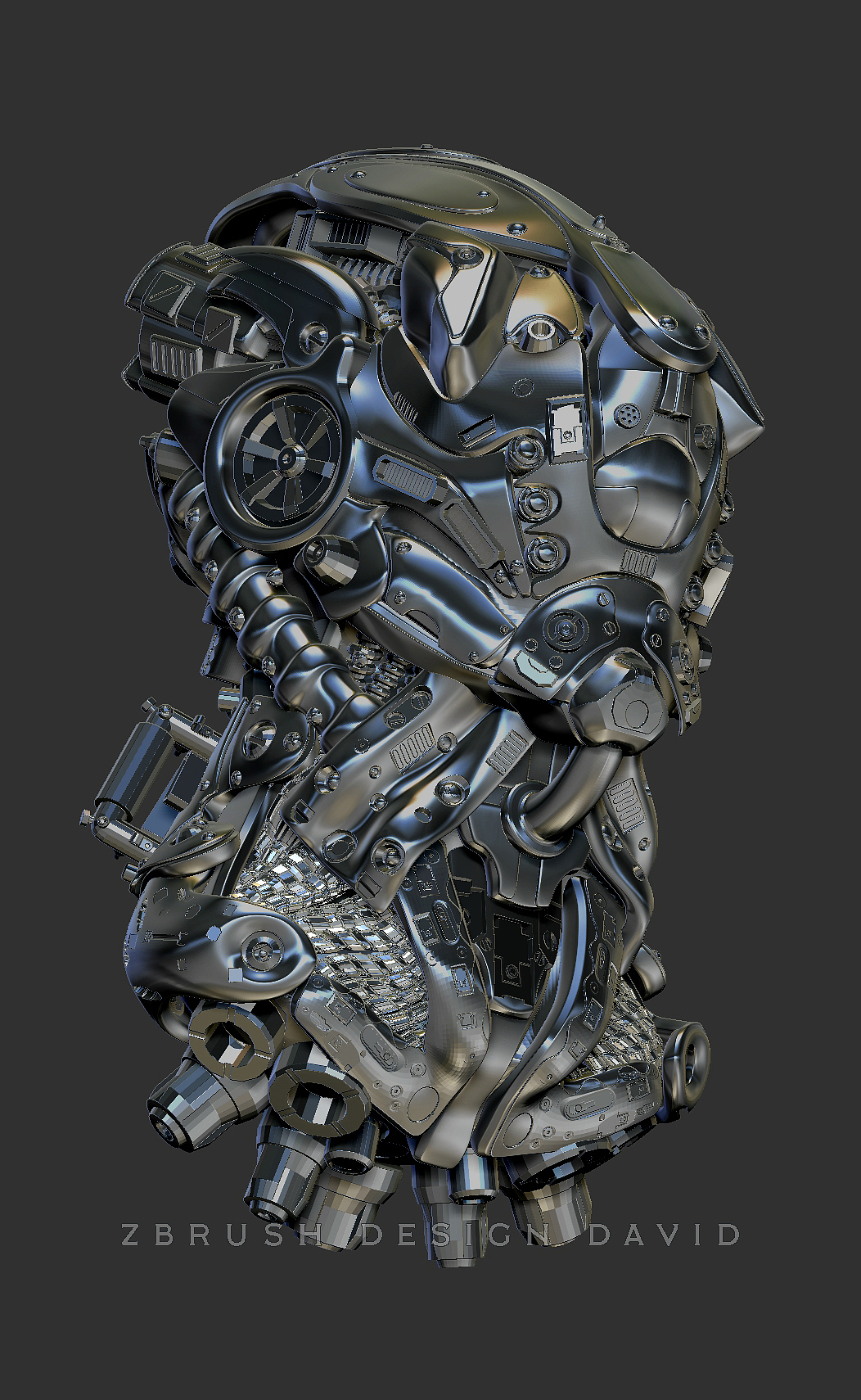 Steel transformer armor terminator avatar 3D rendering fabrication，