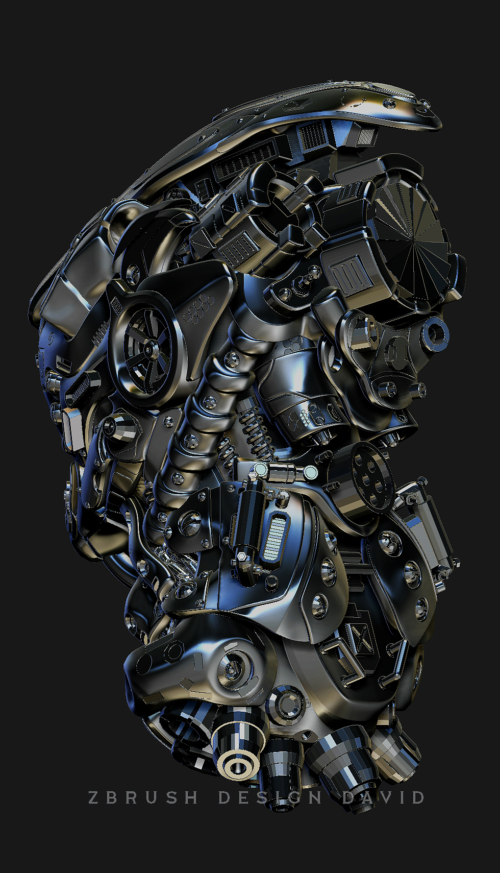 Steel transformer armor terminator avatar 3D rendering fabrication，