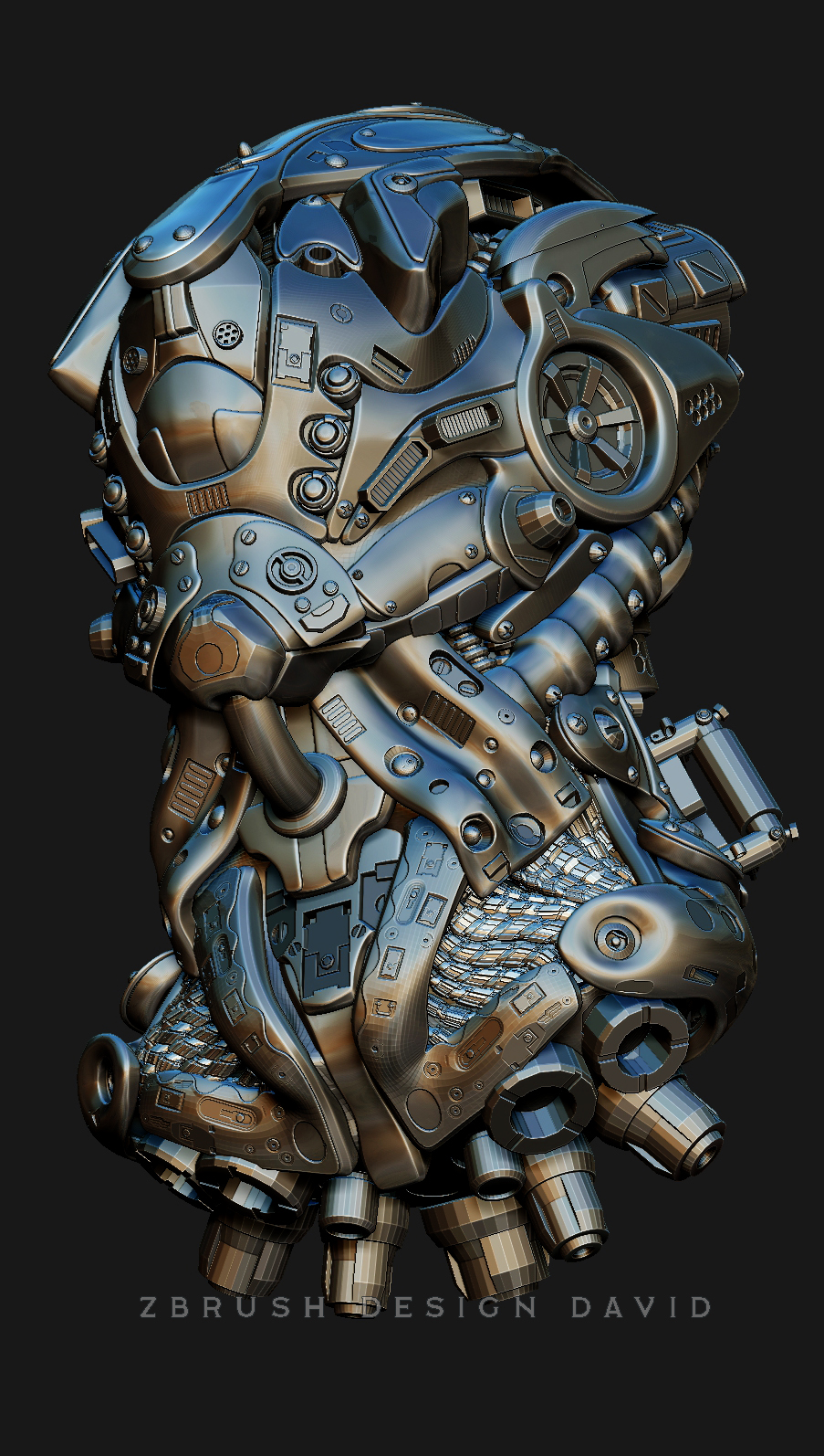 Steel transformer armor terminator avatar 3D rendering fabrication，