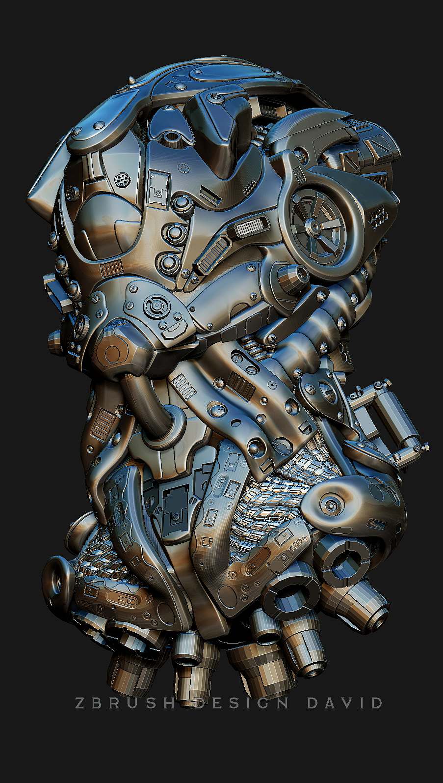 Steel transformer armor terminator avatar 3D rendering fabrication，