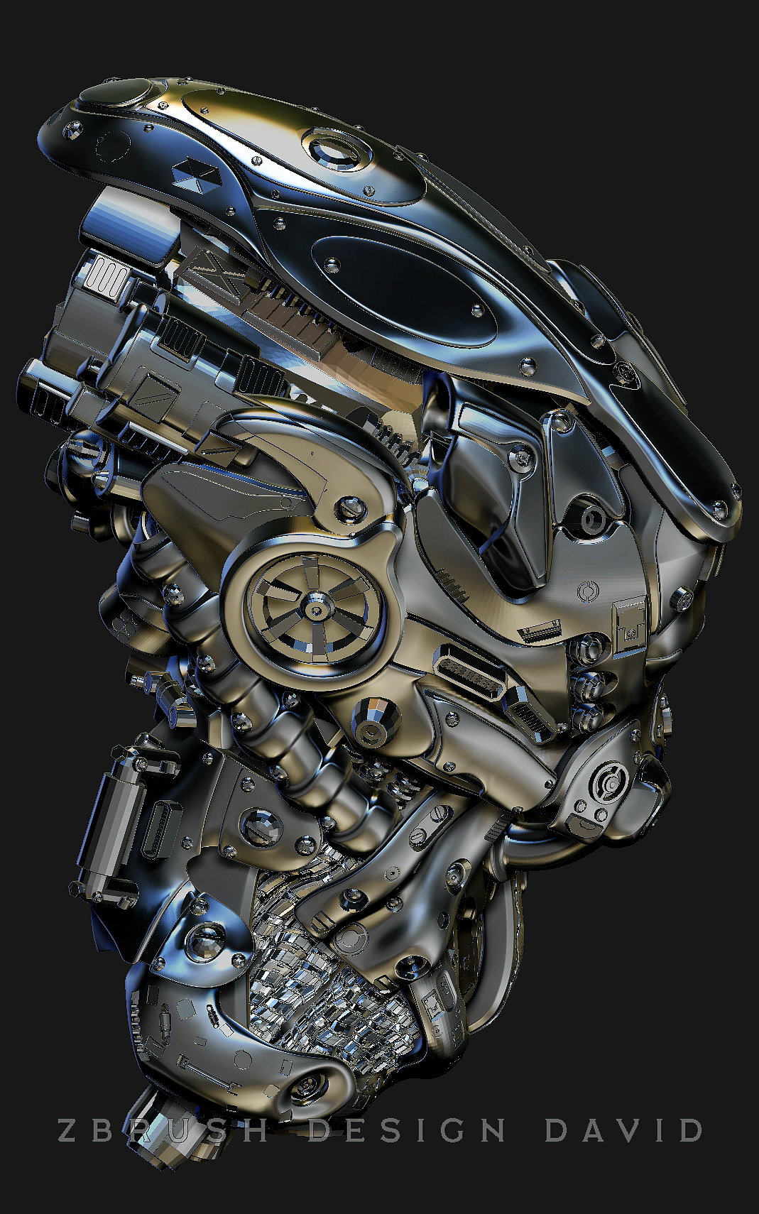 Steel transformer armor terminator avatar 3D rendering fabrication，
