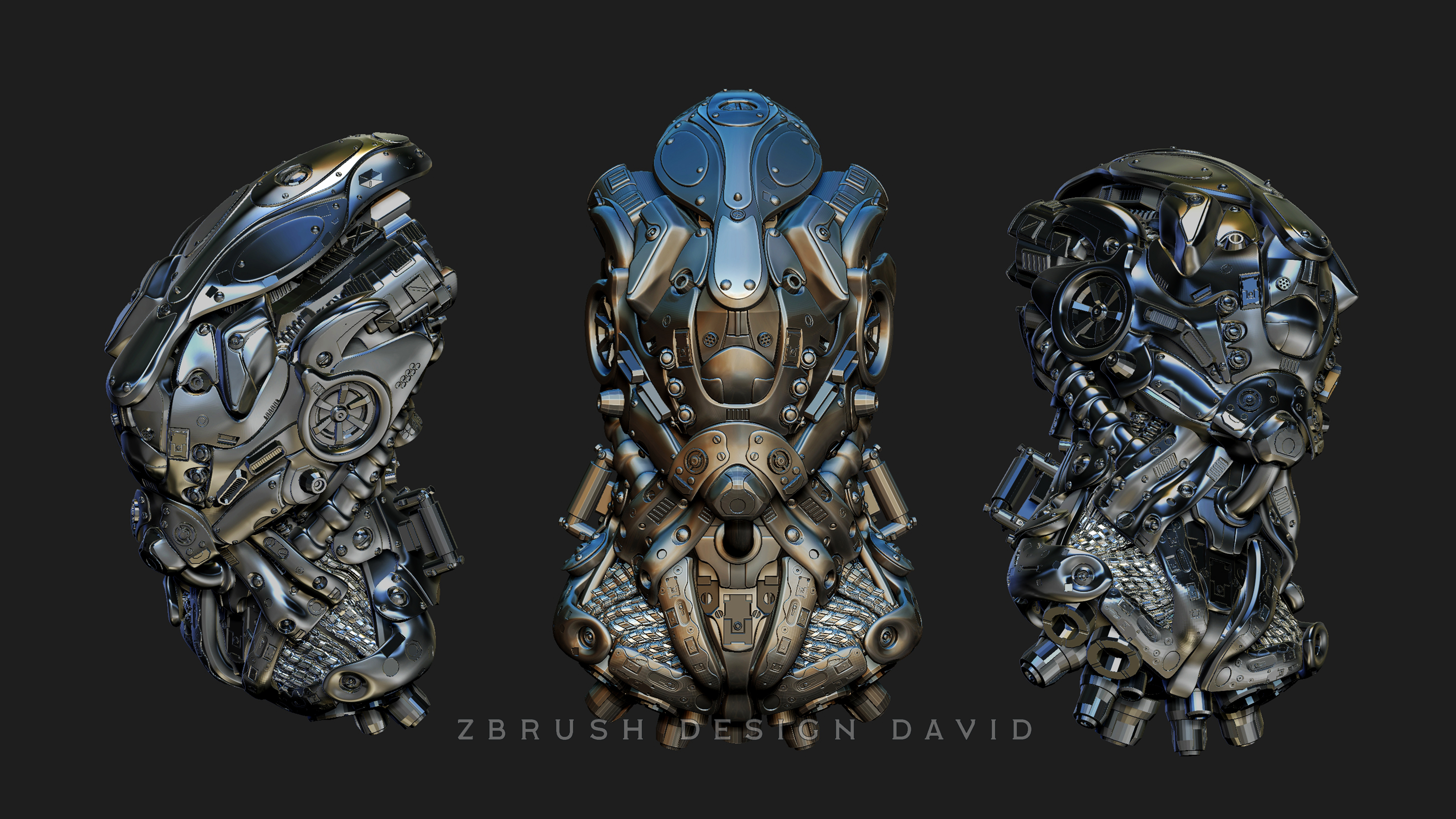 Steel transformer armor terminator avatar 3D rendering fabrication，