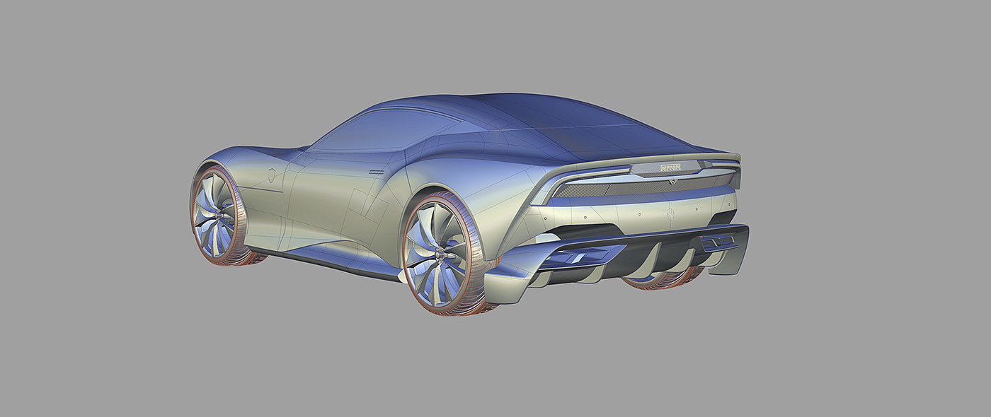 Matteo Drovetto，Ferrari，3D modeling，visualization，Automobile design，Ferrari Concept，Streamlined design，