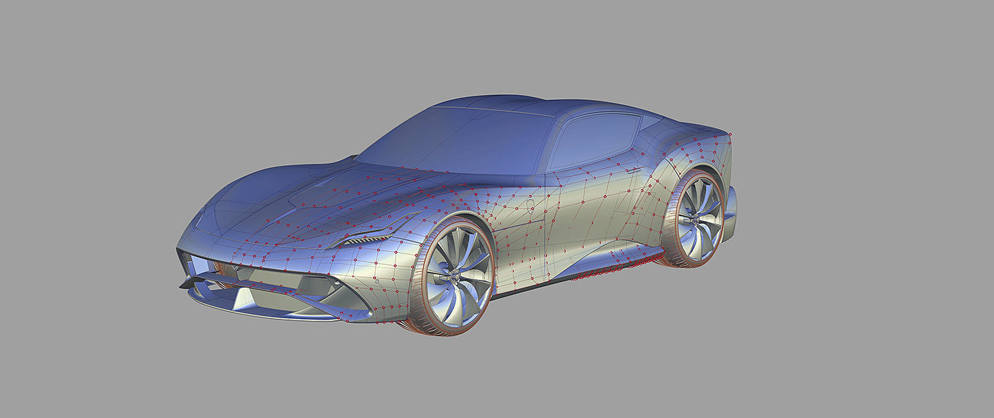 Matteo Drovetto，法拉利，3D 建模，可视化，汽车设计，Ferrari Concept，流线型设计，