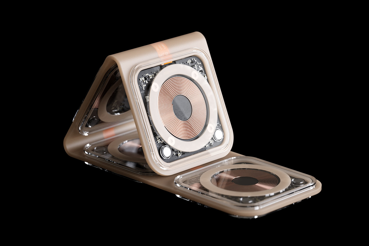 Blond Ltd，Folding wireless charger，product design，Foldable design，industrial design，packing design，PLA material，Recyclable design，