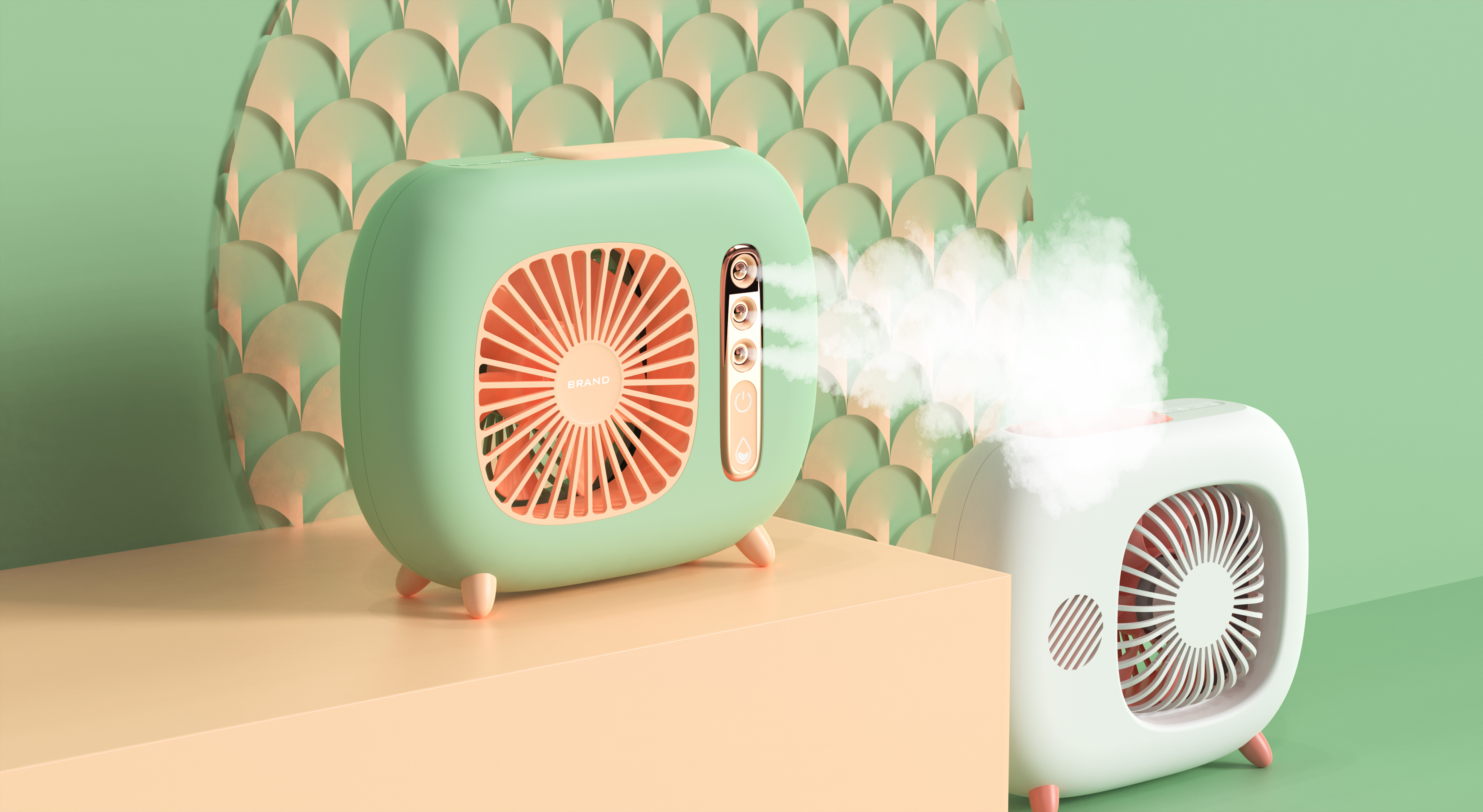 Fan, spray humidification, night light function collection，
