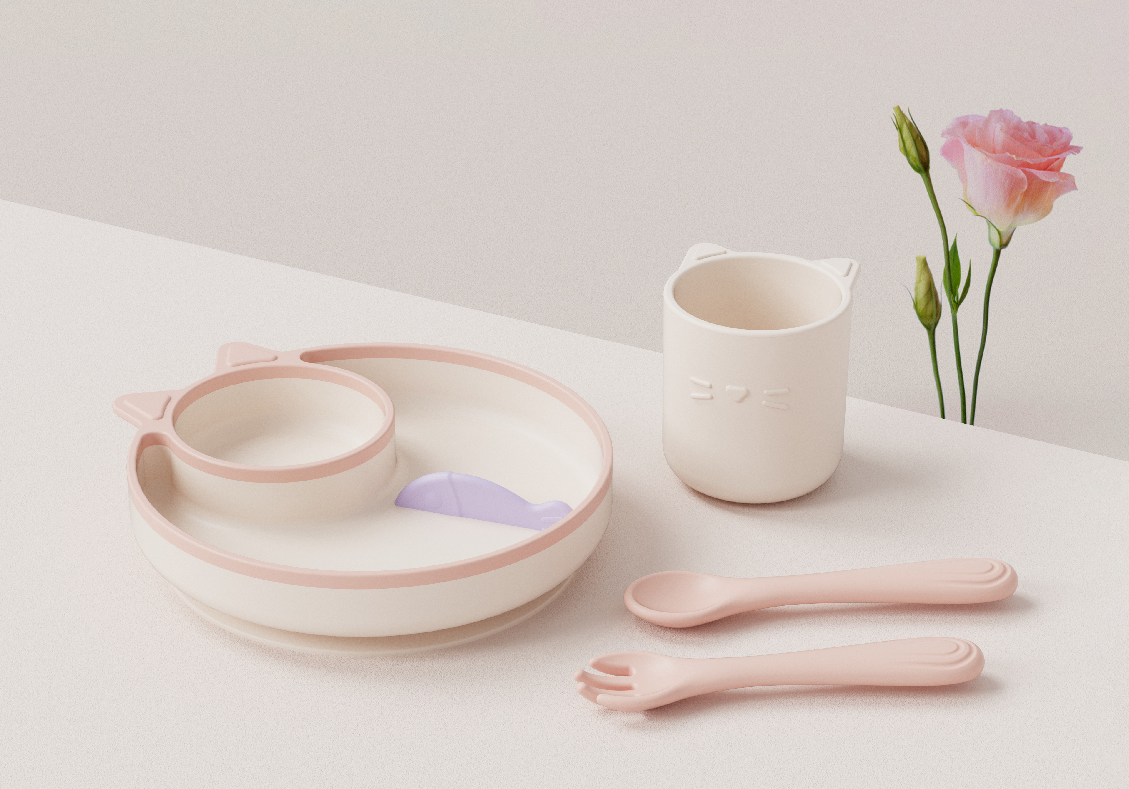 Children tableware，Cats and fish，