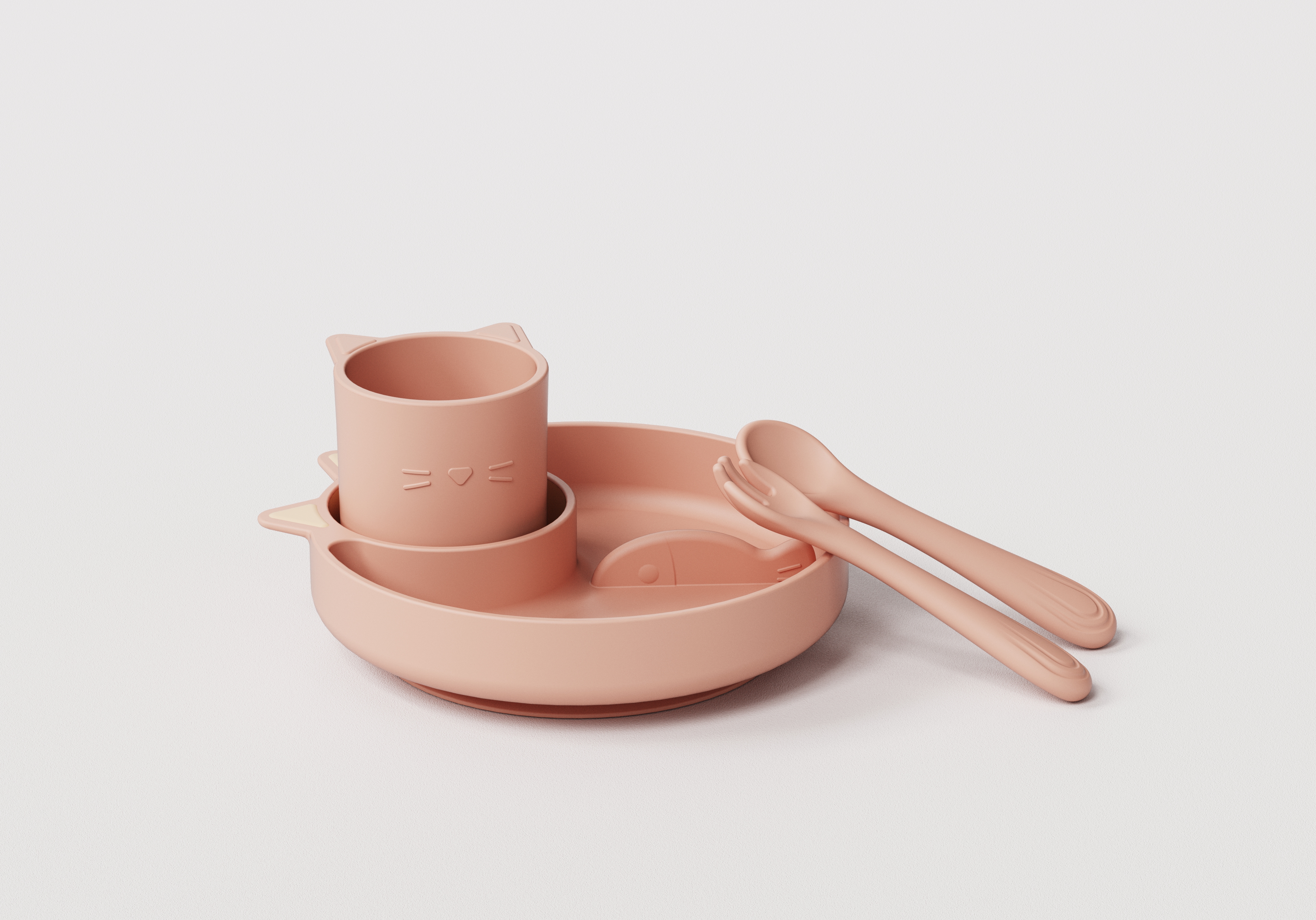 Children tableware，Cats and fish，