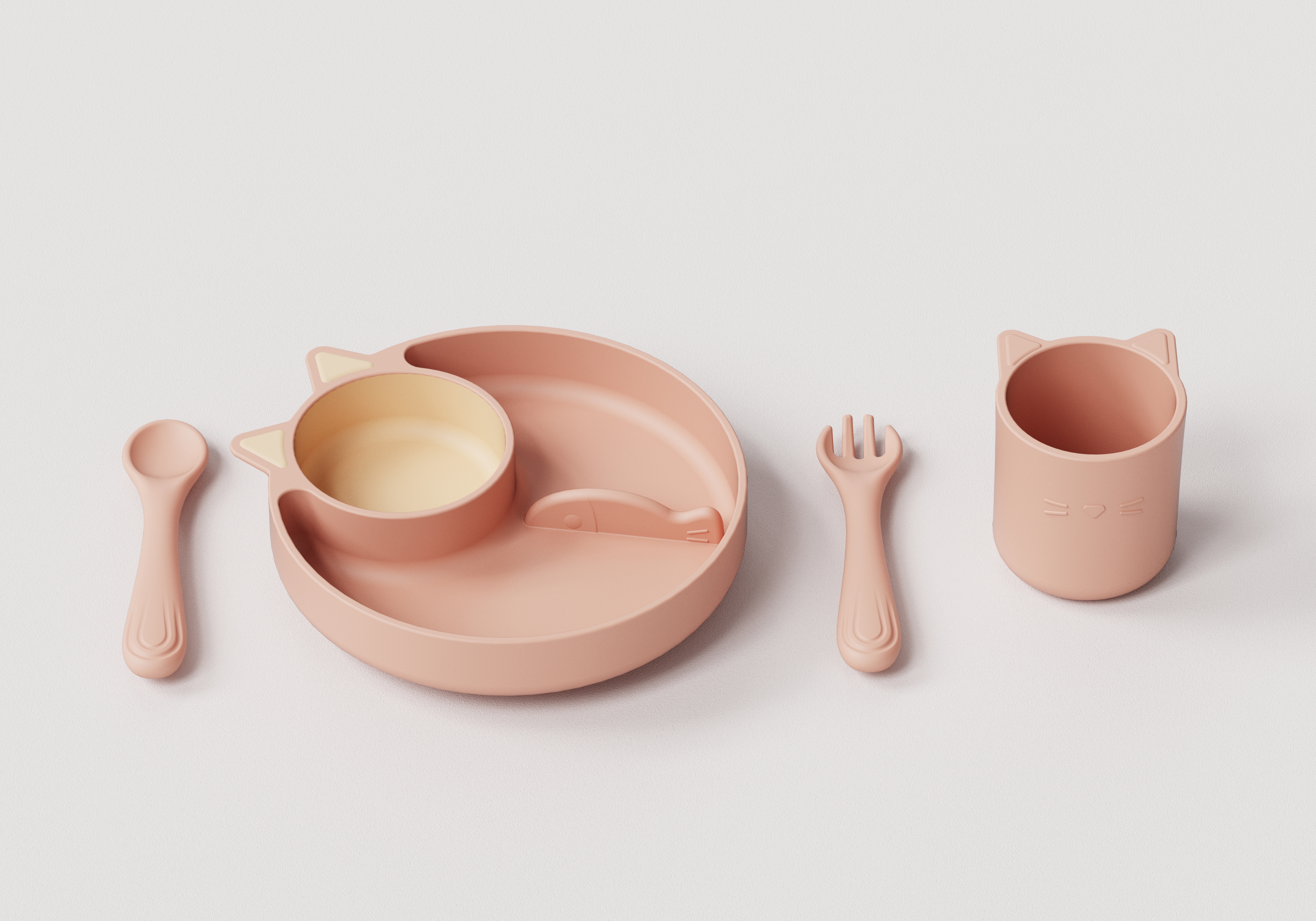 Children tableware，Cats and fish，