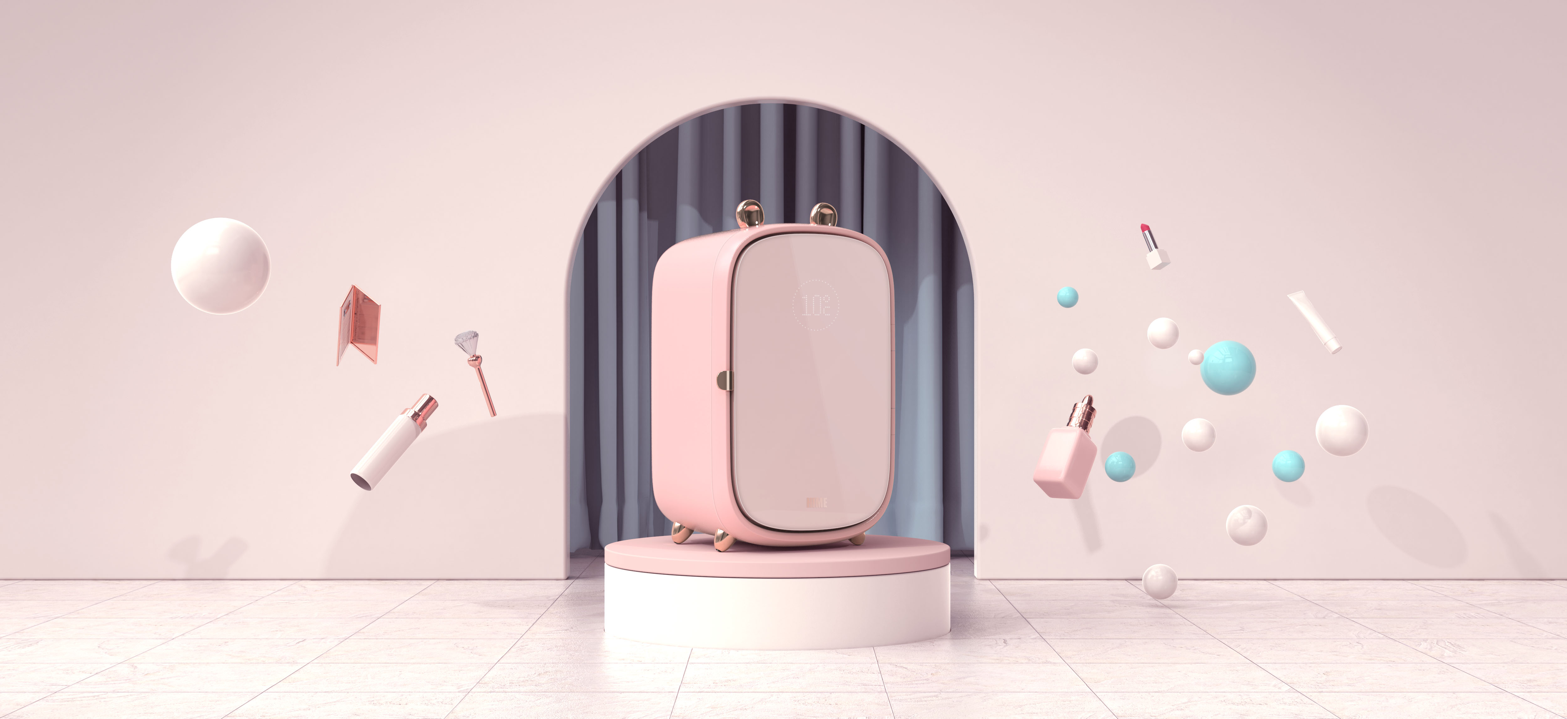 Refrigerator，Beauty makeup，female sex，Cosmetics，cold storage，constant temperature，intelligence，fashion，
