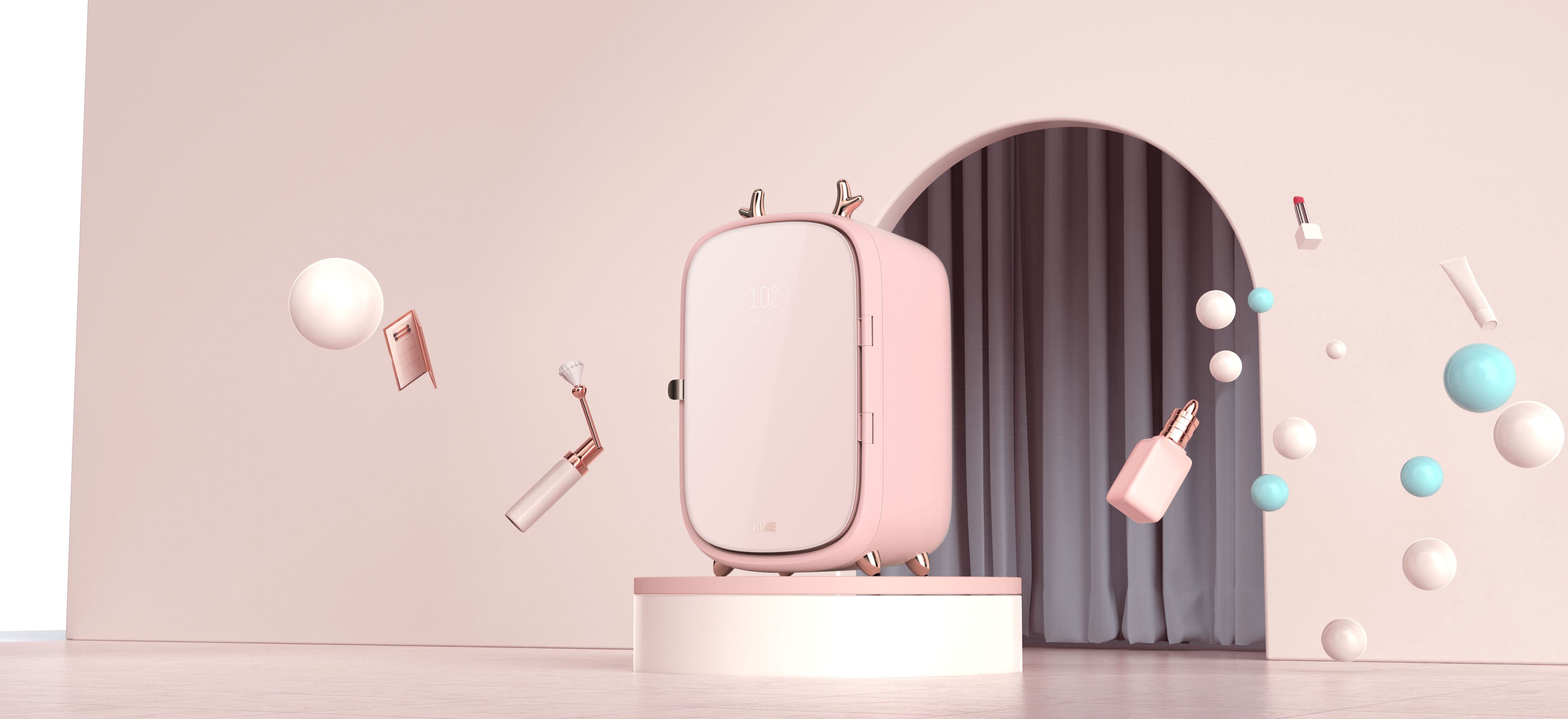 Refrigerator，Beauty makeup，female sex，Cosmetics，cold storage，constant temperature，intelligence，fashion，