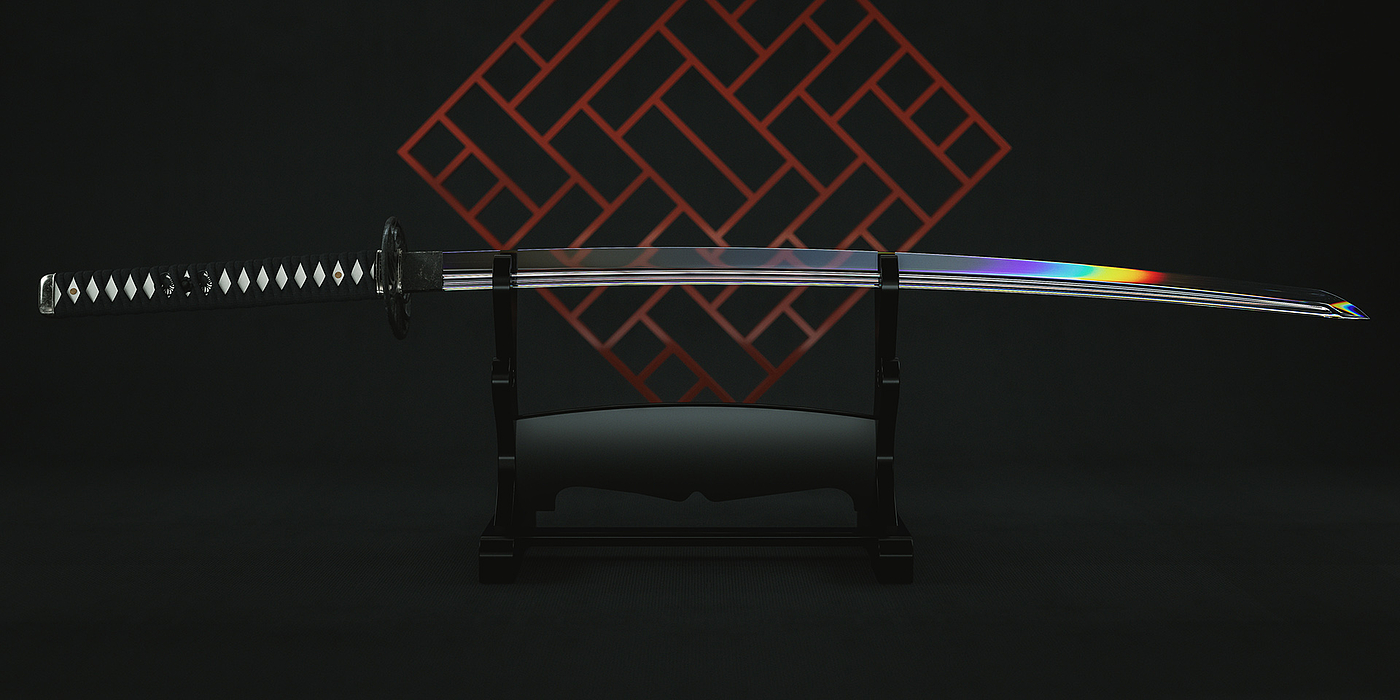 玻璃，材质，日本武士刀，透明，octane，渲染，