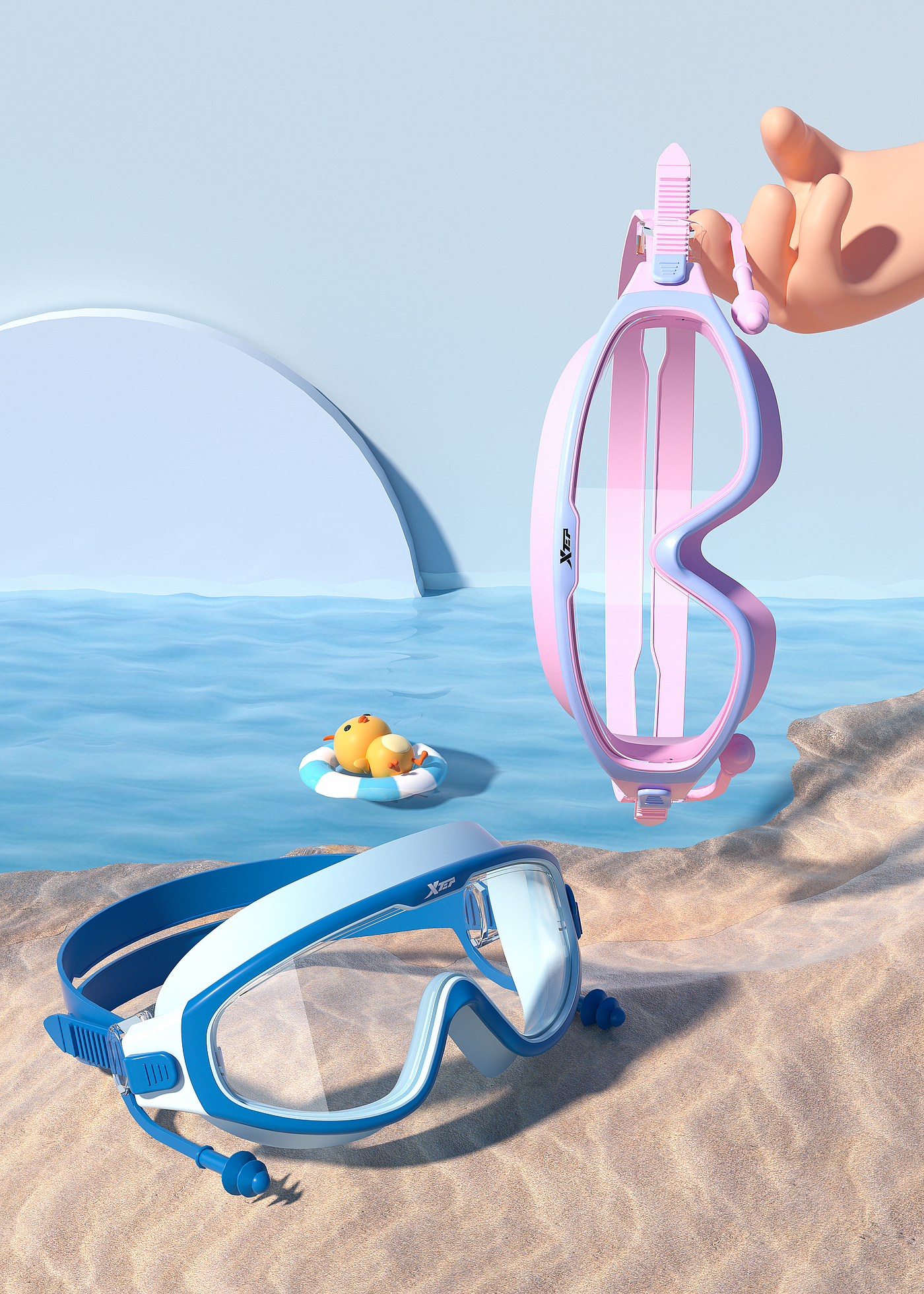 Swimming goggles，Product modeling，Product rendering，c4d，oc，sports goods，online retailers，