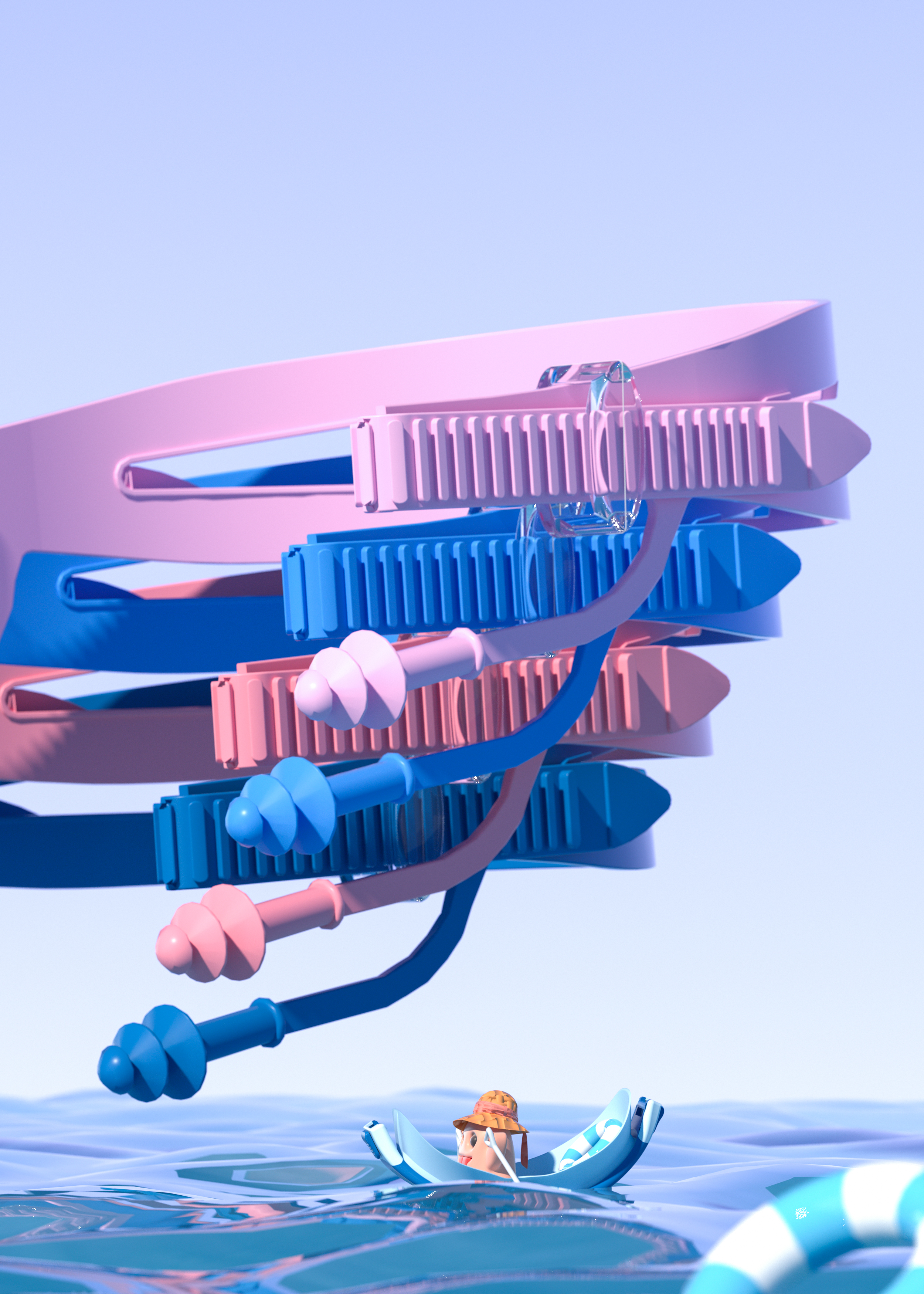 Swimming goggles，Product modeling，Product rendering，c4d，oc，sports goods，online retailers，