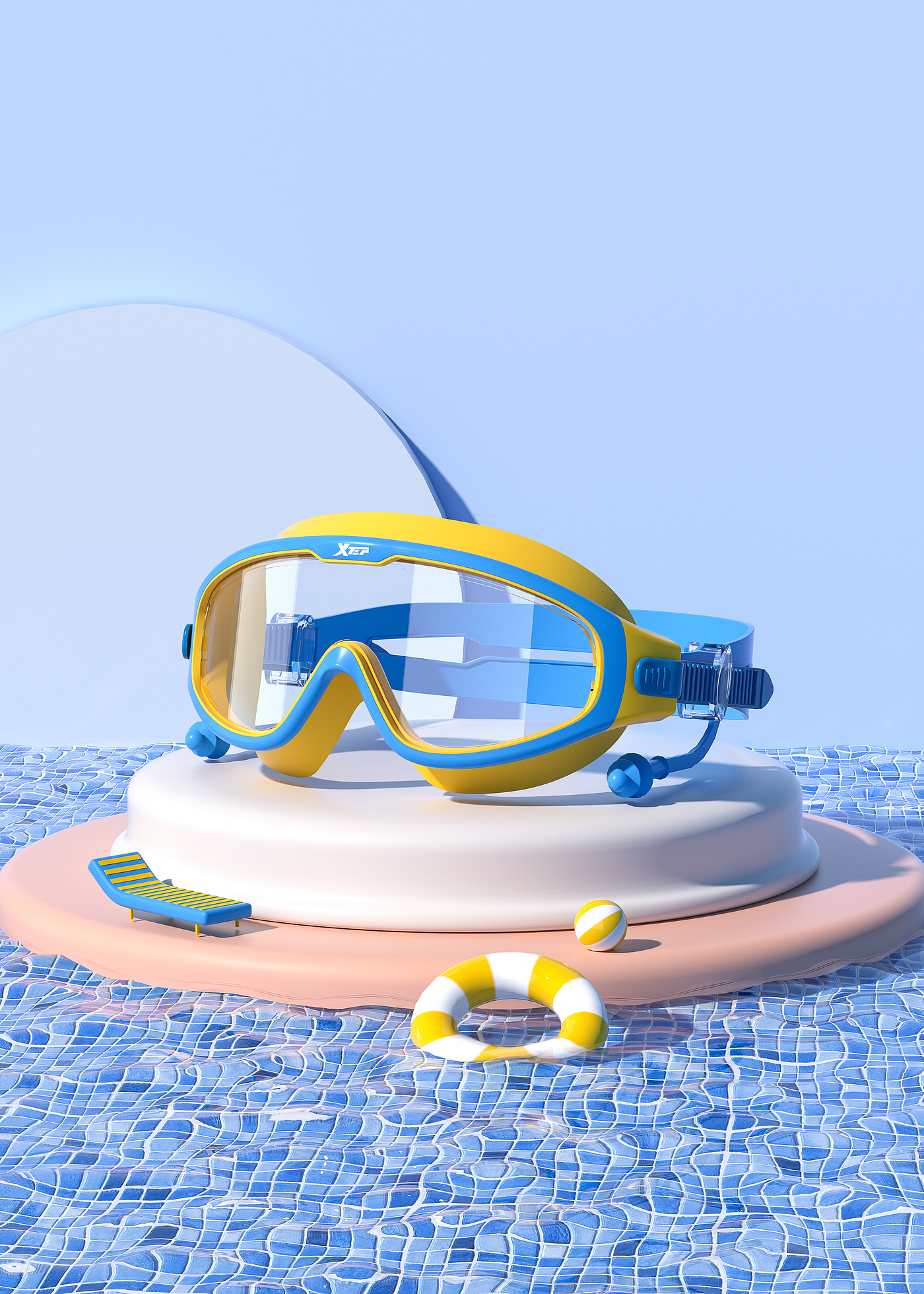 Swimming goggles，Product modeling，Product rendering，c4d，oc，sports goods，online retailers，