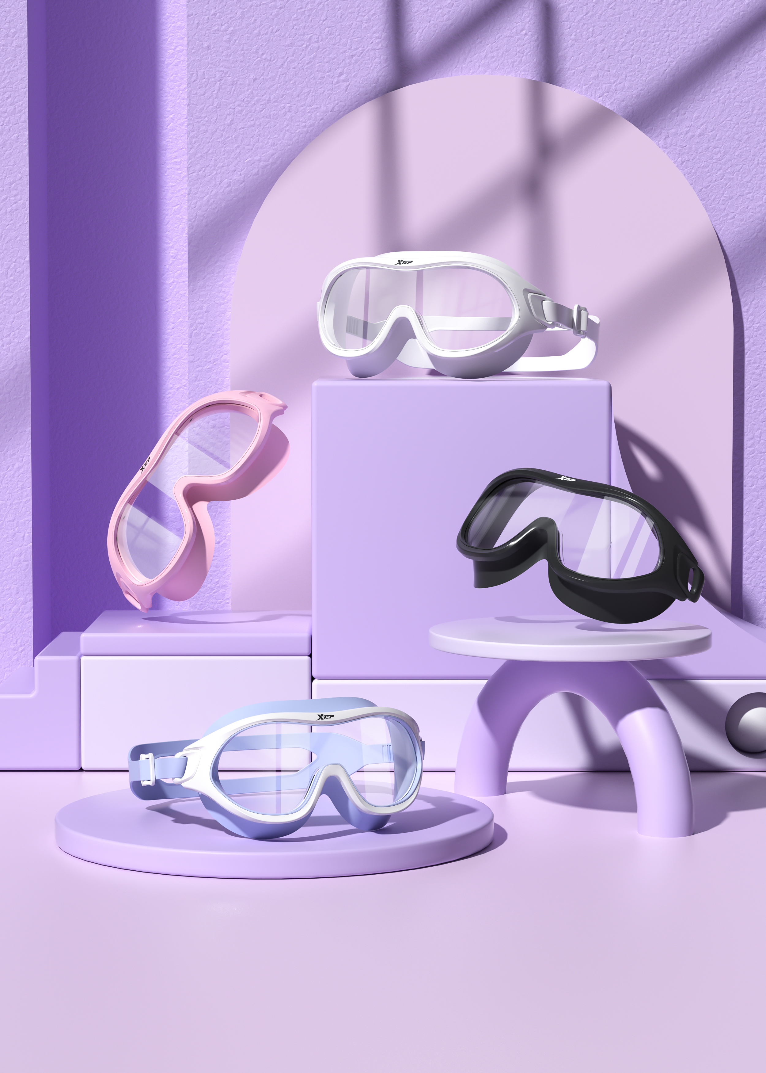 Swimming goggles，Product modeling，Product rendering，c4d，oc，sports goods，online retailers，