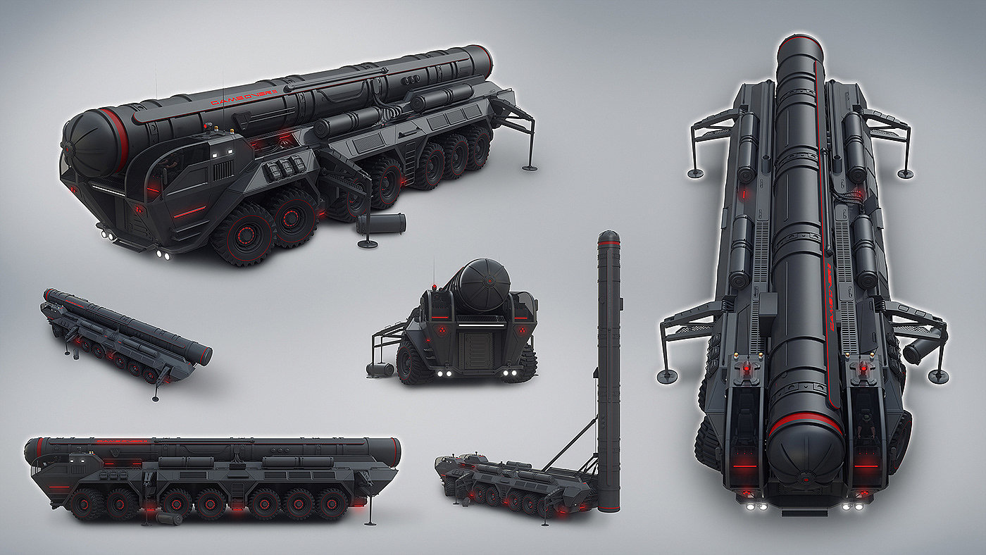 Missile，launcher，concept，3d，military，vehicle，