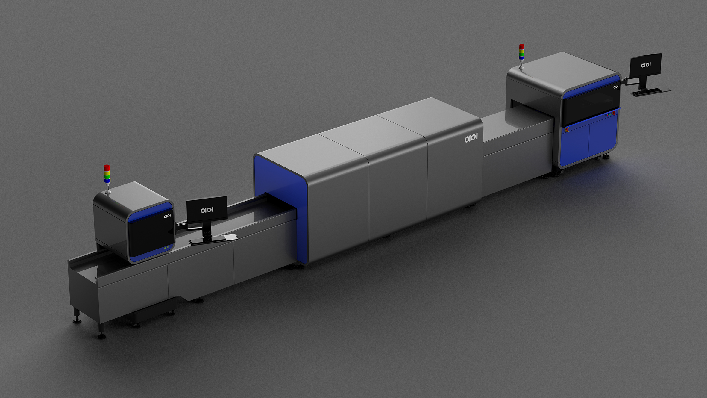 Testing equipment，AOI equipment，Smart factory，Large production line，industrial design，Equipment appearance design，Intelligent manufacturing，Intelligent production line，