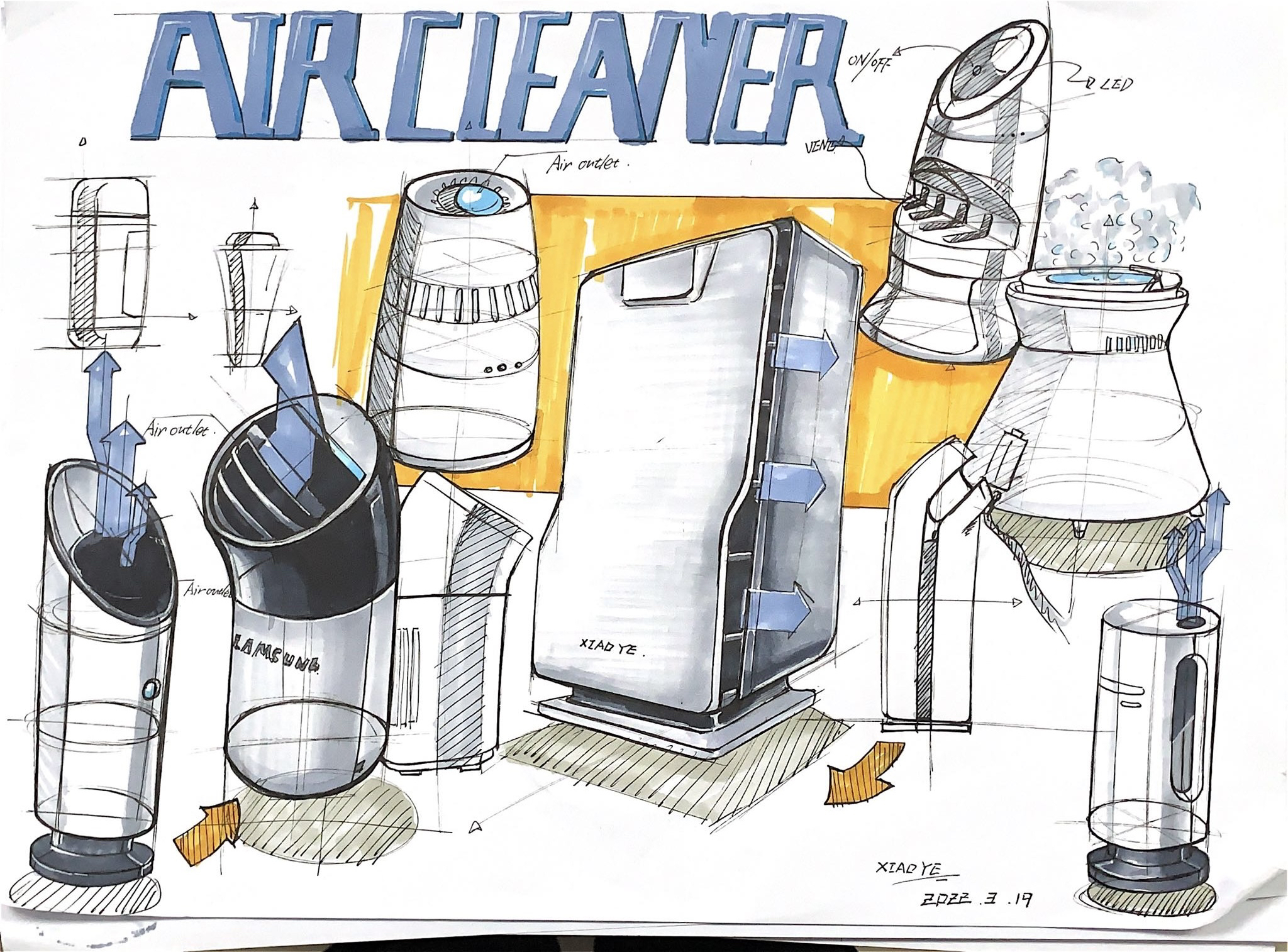 Hand drawing of industrial design products，