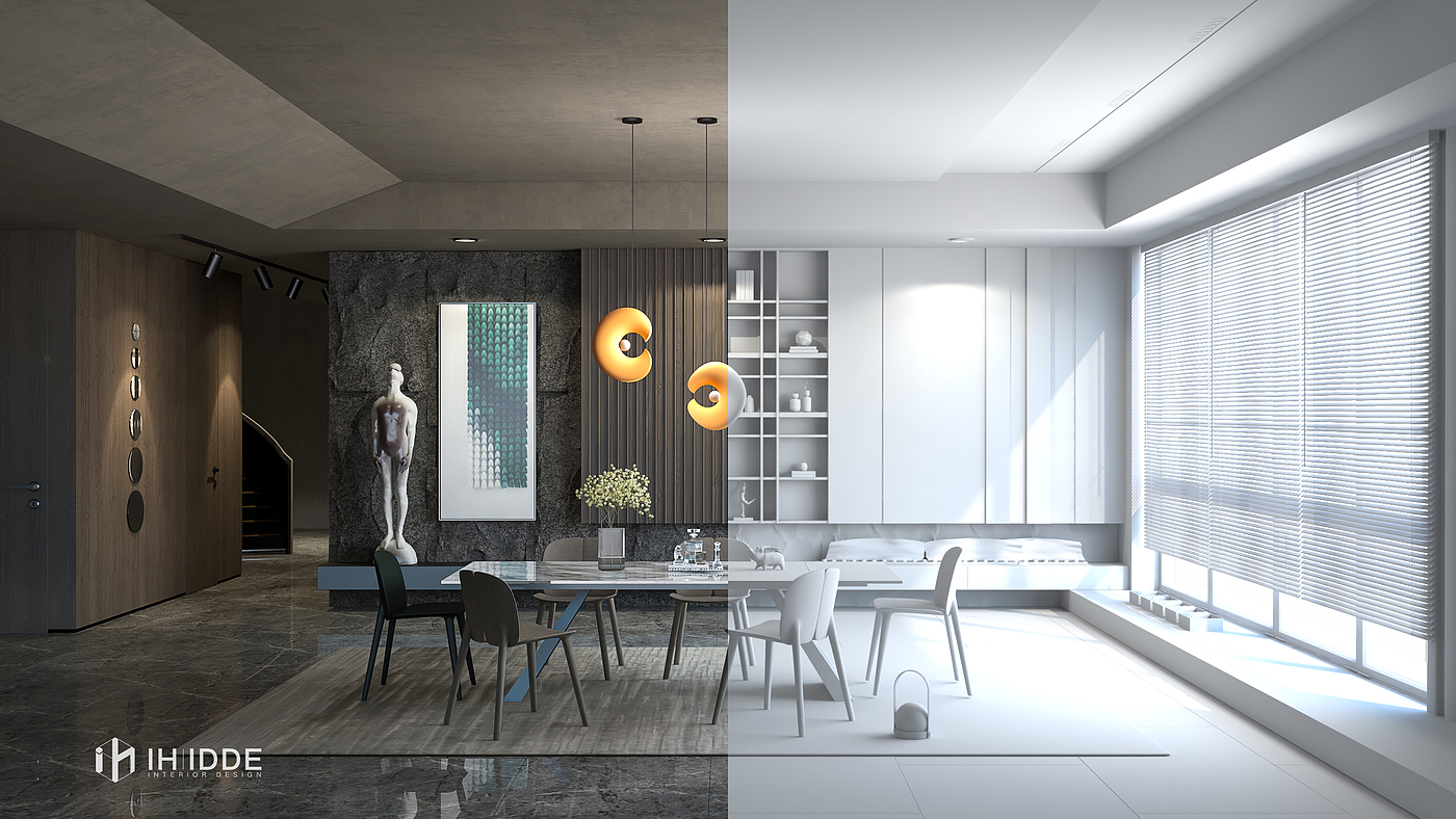 Interior design，Sketch master，design sketch，Vray rendering，