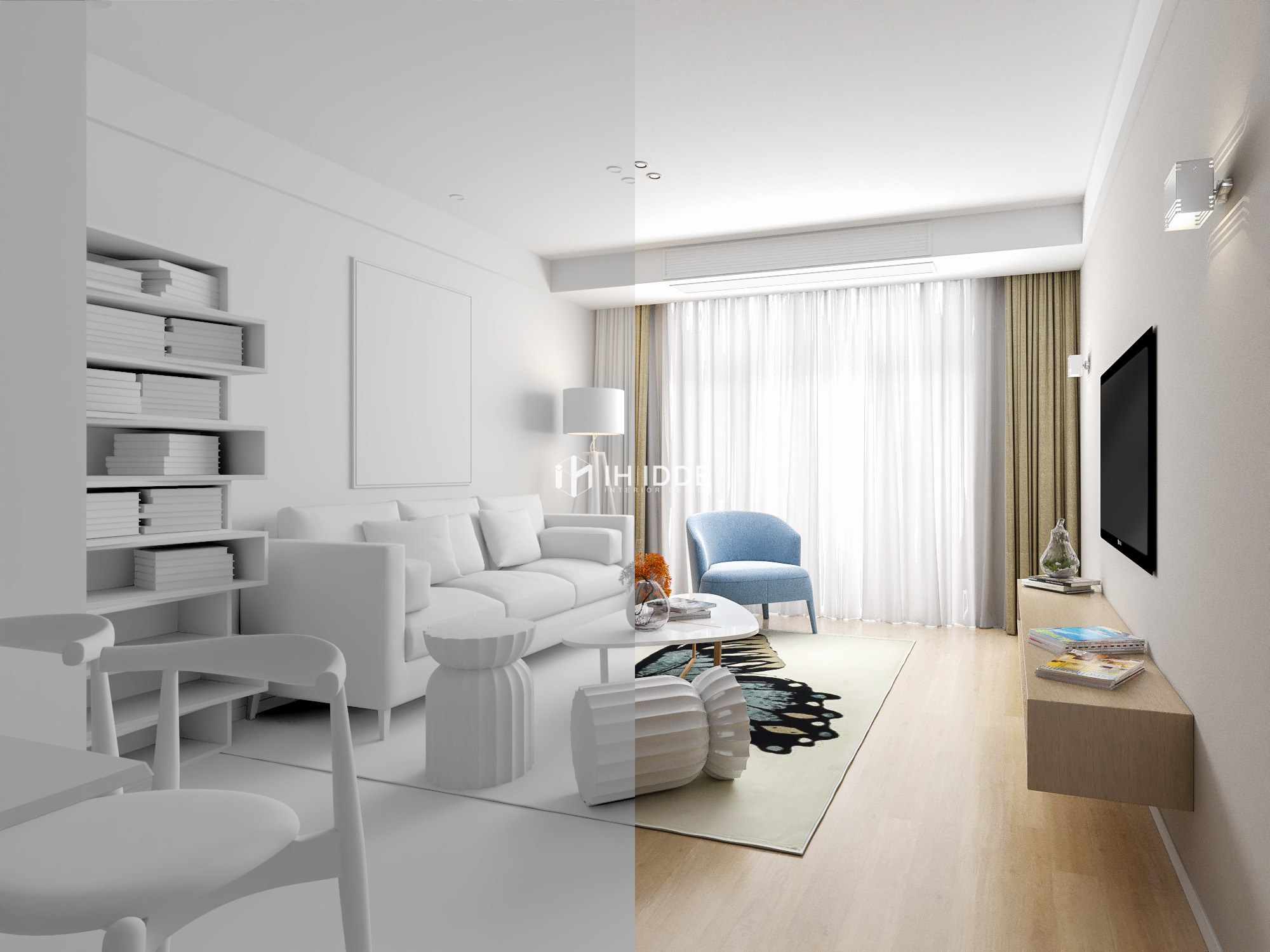 Interior design，Sketch master，design sketch，Vray rendering，