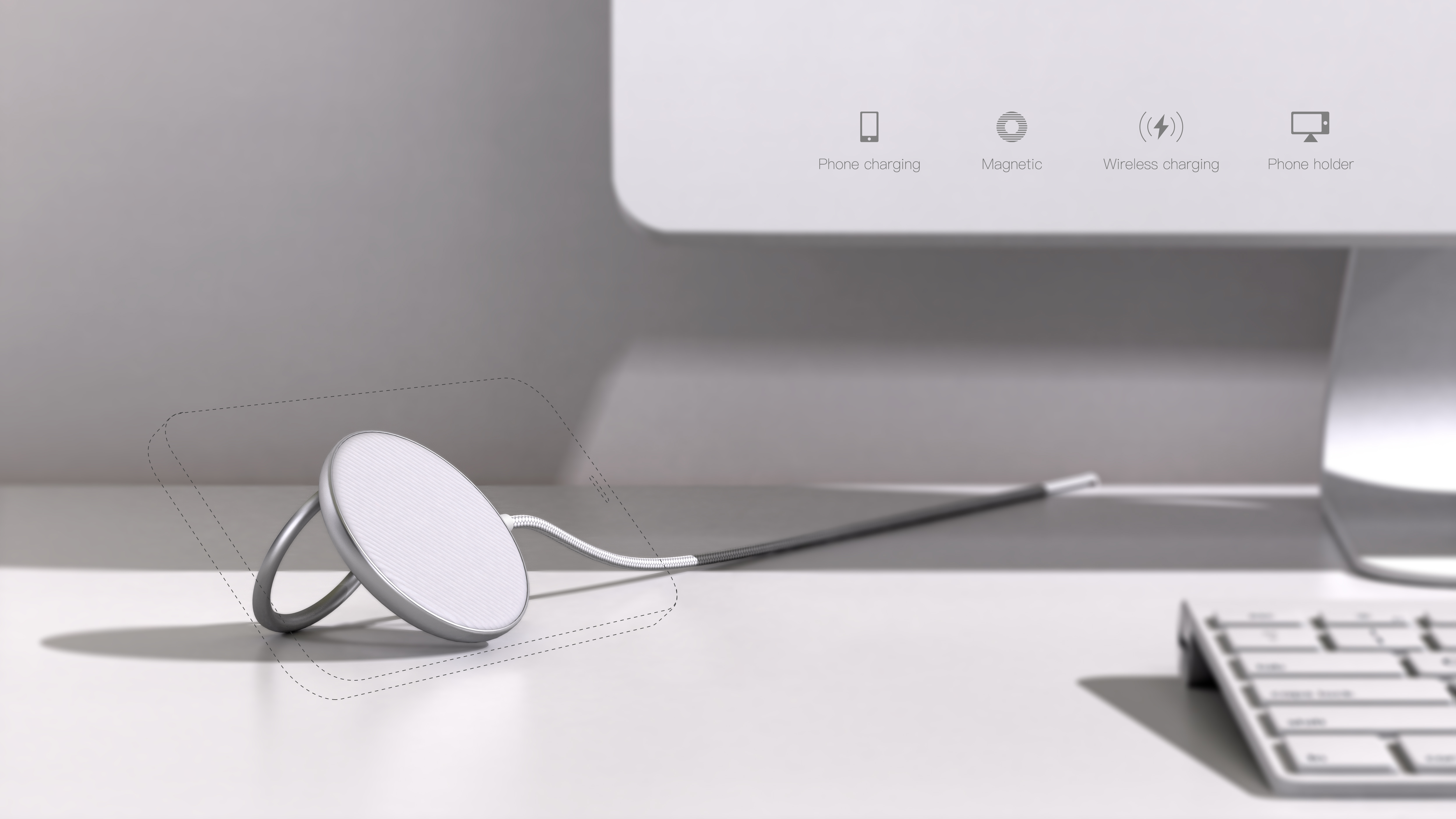 Magnetic suction wireless charging，ID design，Mobile phone bracket，3C digital，charge，