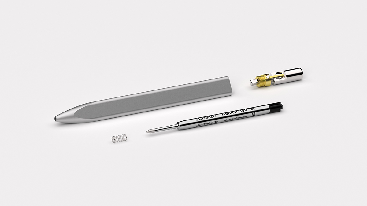 Mechanical pen，Helicon，3D model，pen，Render，industrial design，to work in an office，