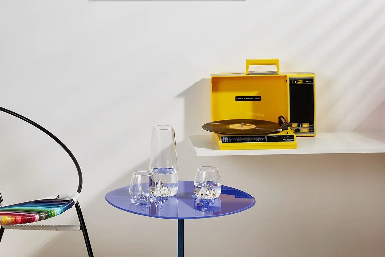 创意，复古，播放器，黄色，便携，黑胶唱片机，