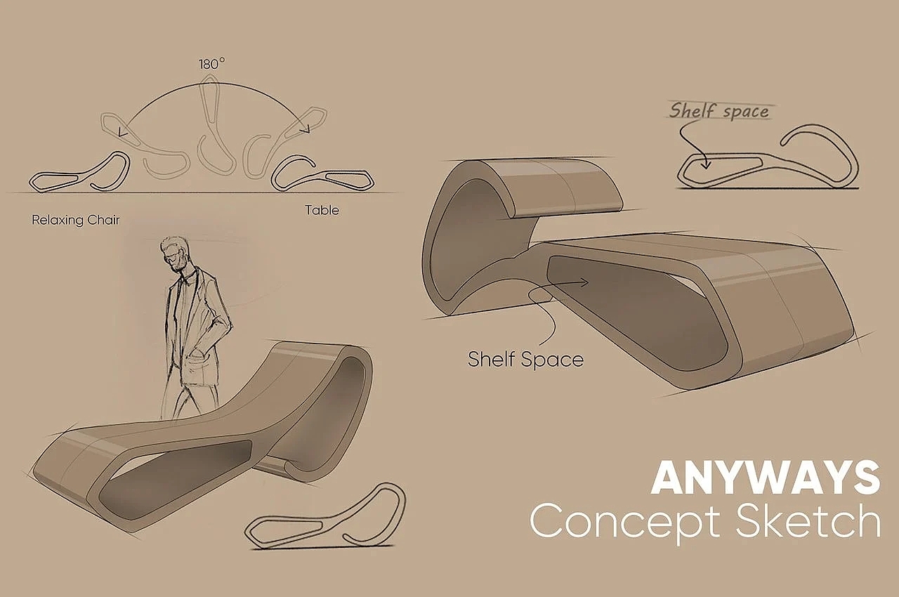furniture，conceptual design，Home design，Design，Multipurpose furniture，ANYWAYS，deck chair，chair，