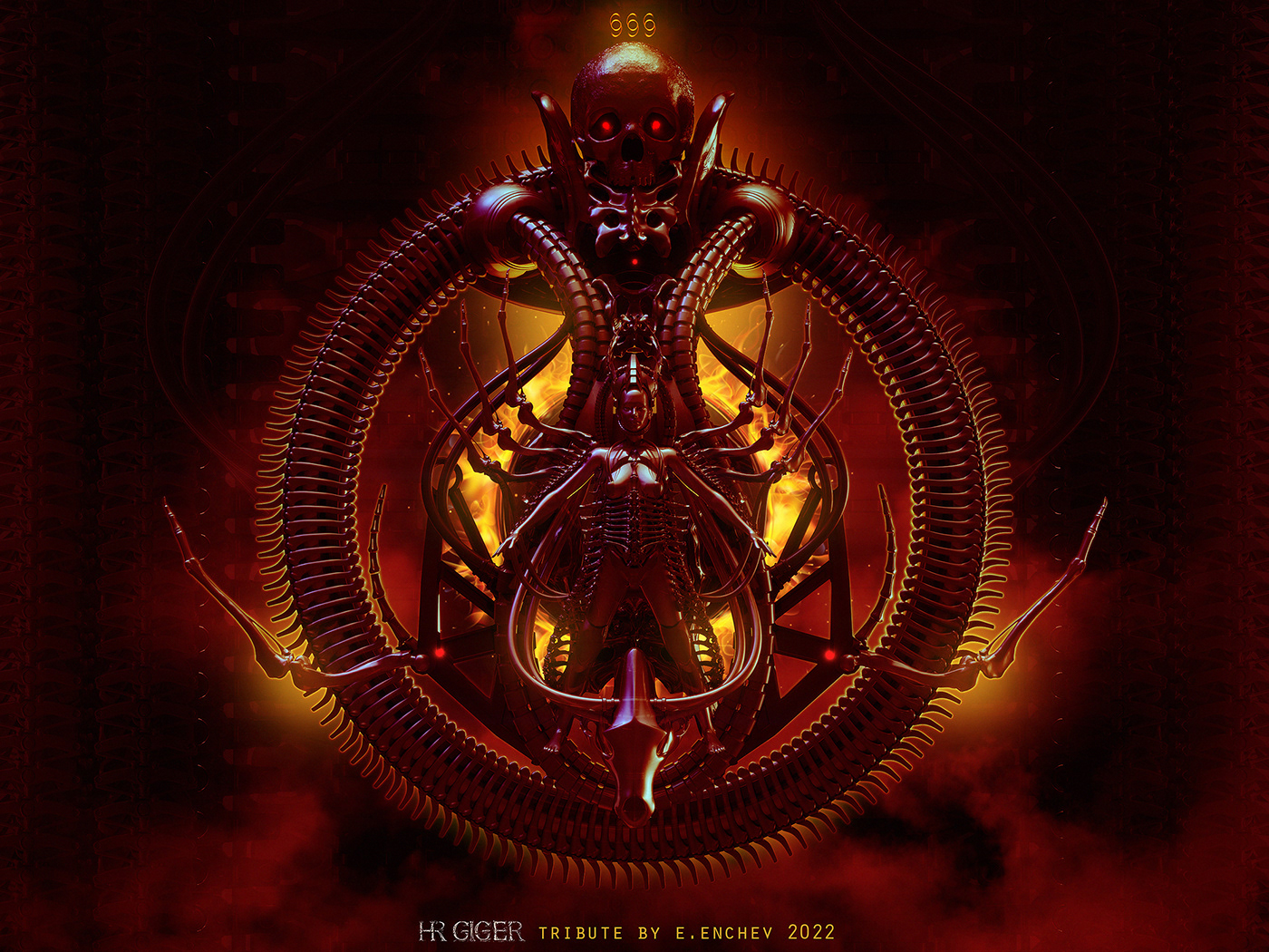 alien，biomechanics，conceptual design，Necrotic machinery，