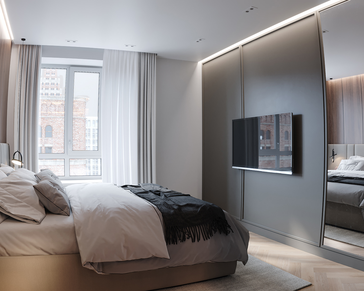 bedroom，Internal，3D modeling，Architectural visualization，Interior design，