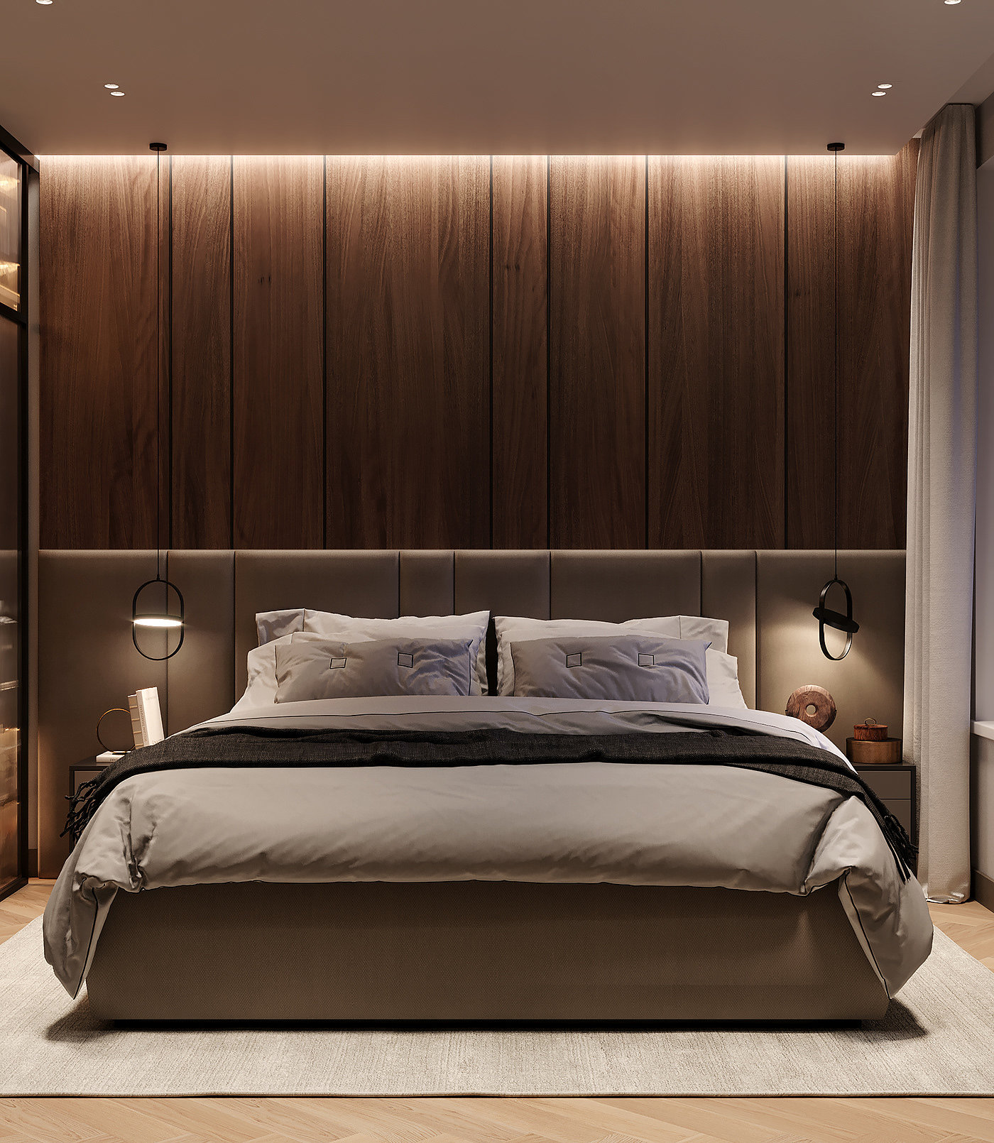 bedroom，Internal，3D modeling，Architectural visualization，Interior design，