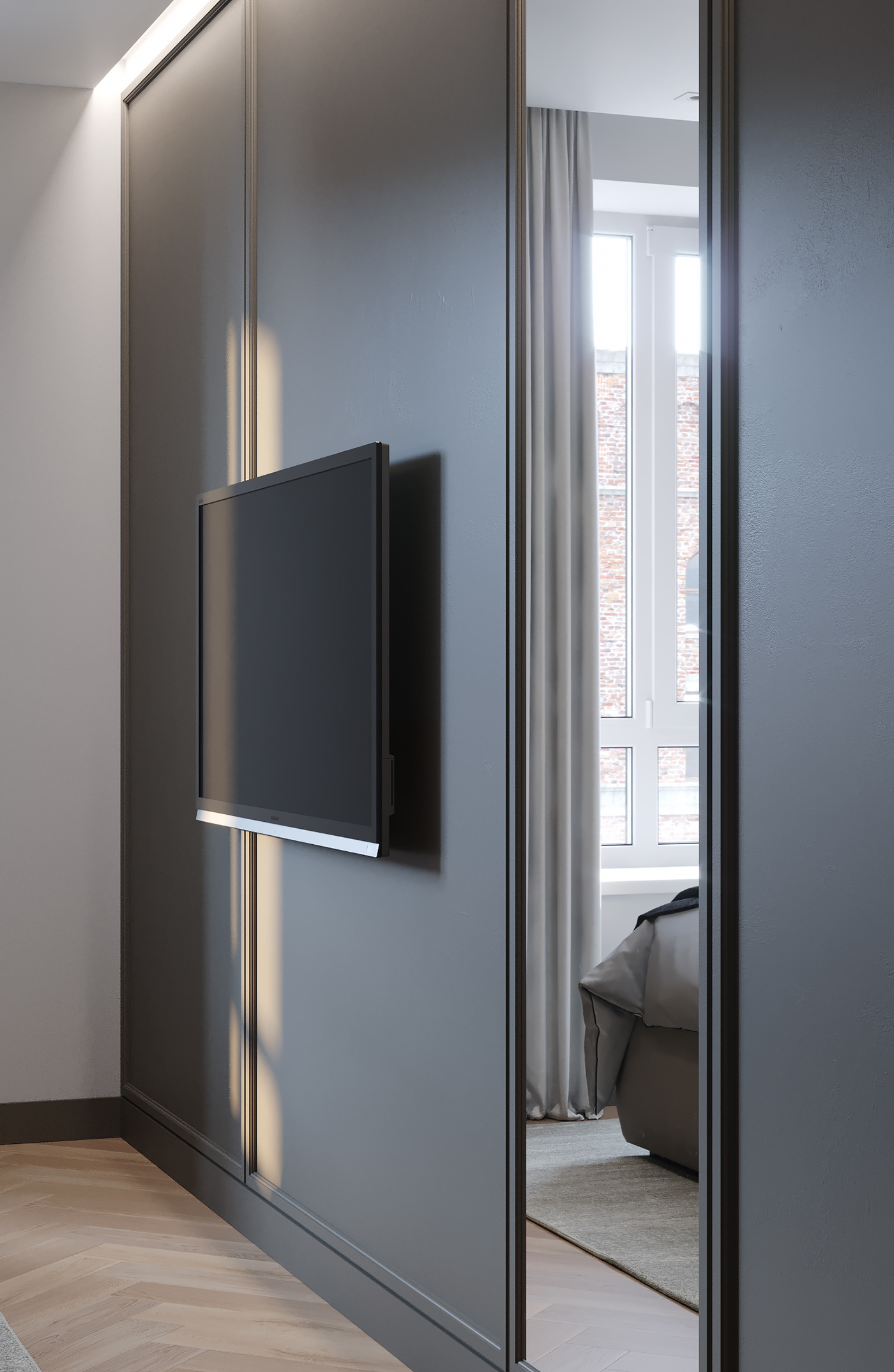 bedroom，Internal，3D modeling，Architectural visualization，Interior design，