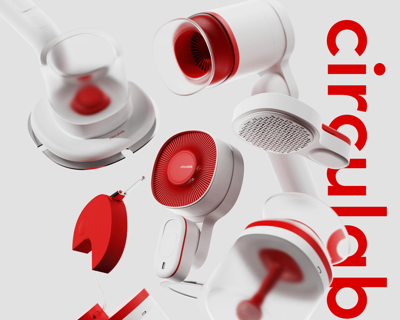 modularization，product design，sustainable，originality，hair drier，Air purification，gules，white，