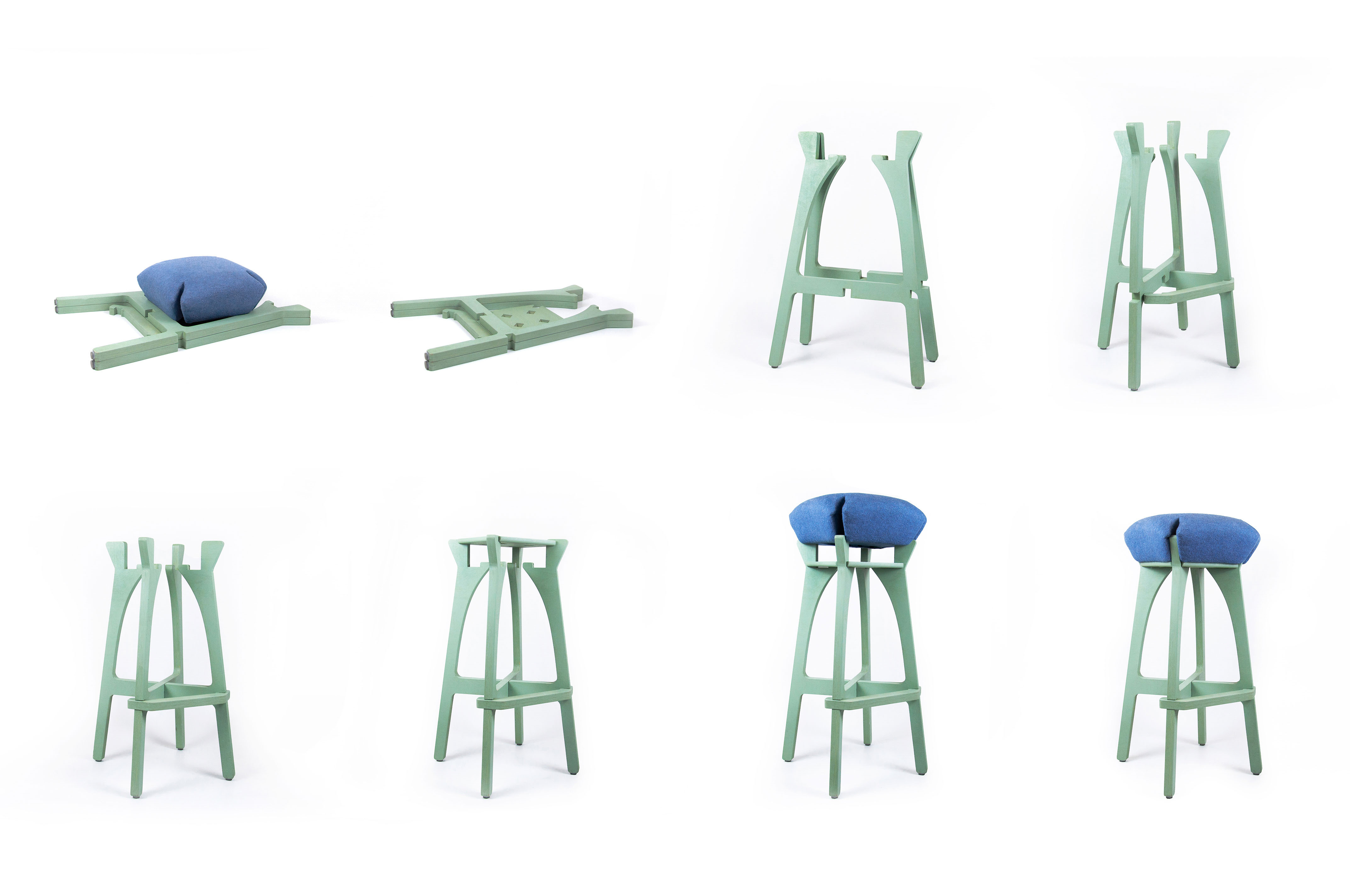 Mushroom，Stool，Mortise and tenon，Solid wood multilayer board，removable ，modern，