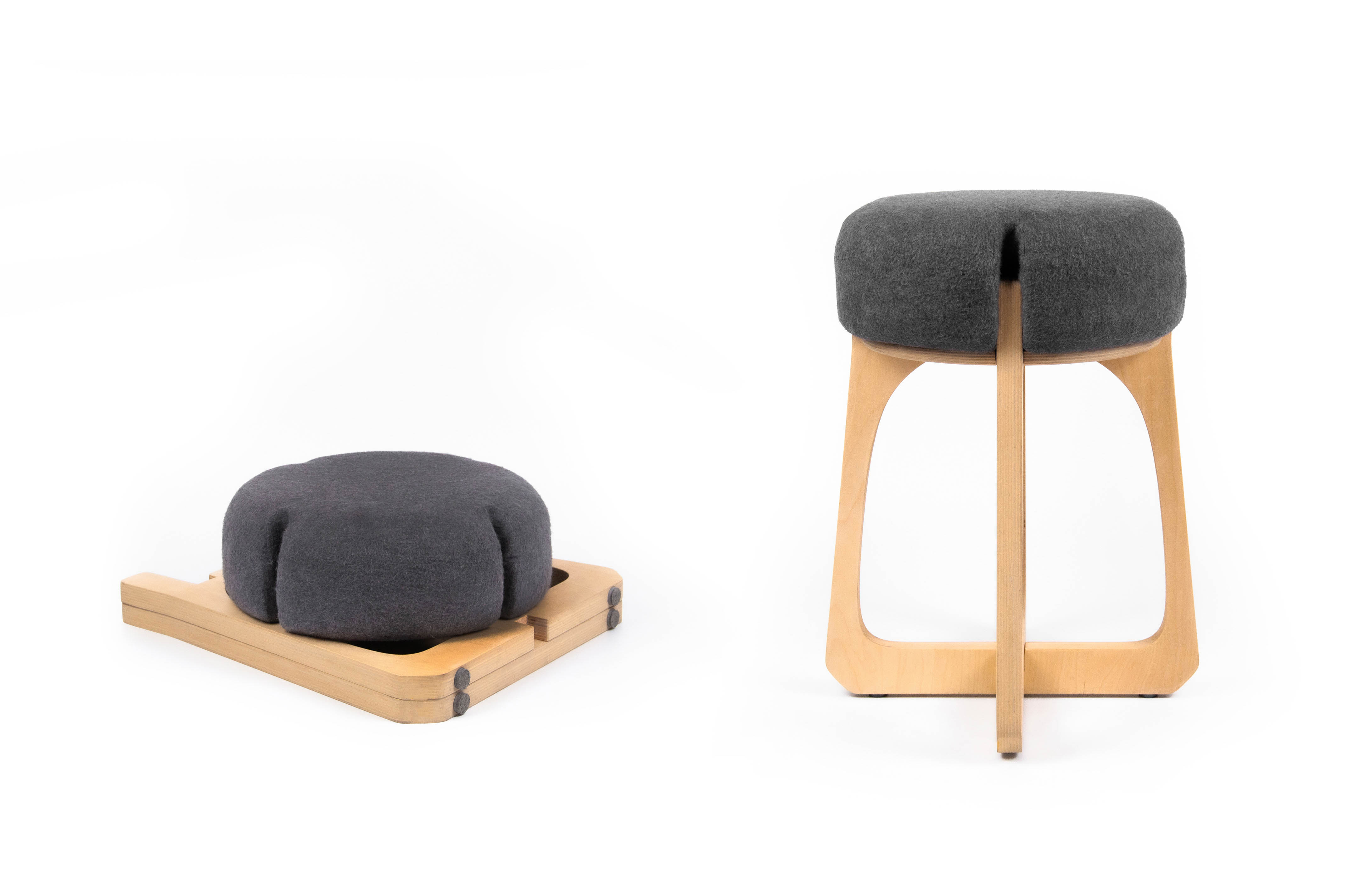 Mushroom，Stool，Mortise and tenon，Solid wood multilayer board，removable ，modern，