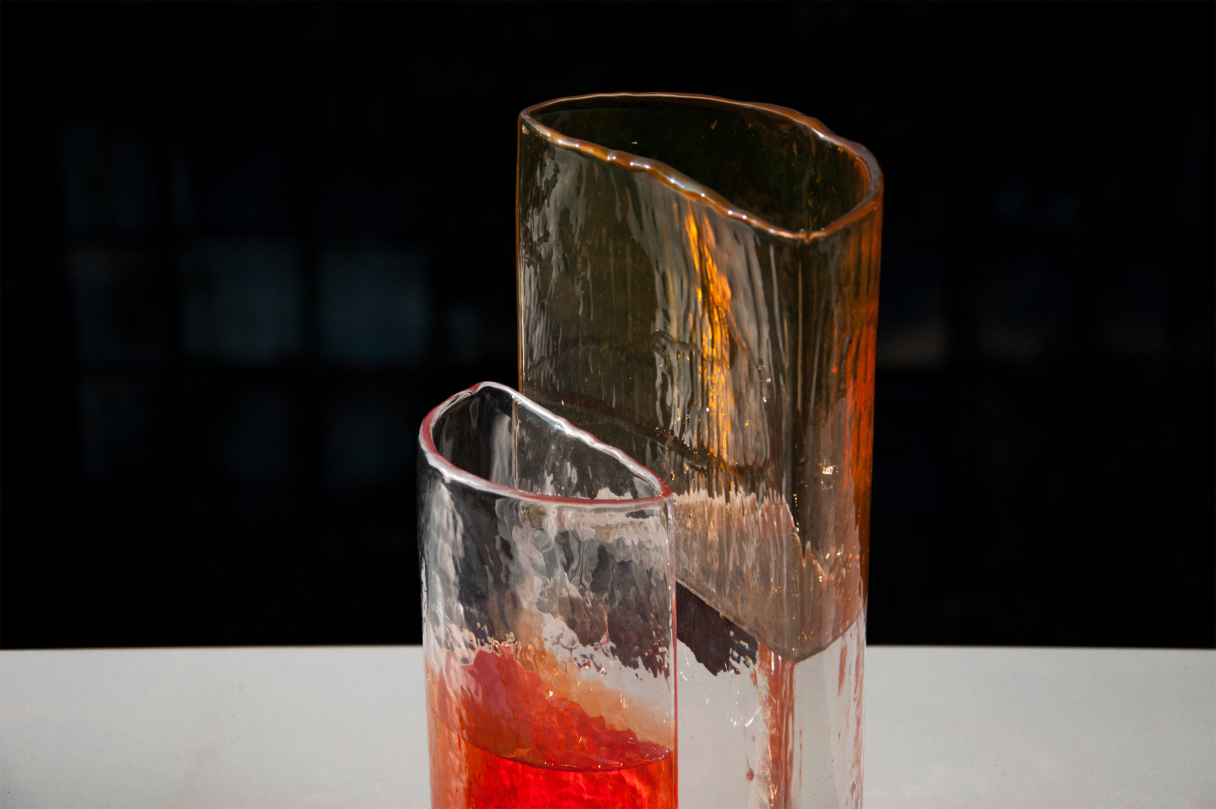 vase，Semicircle，Manual blowing，Glass，Gradual change，