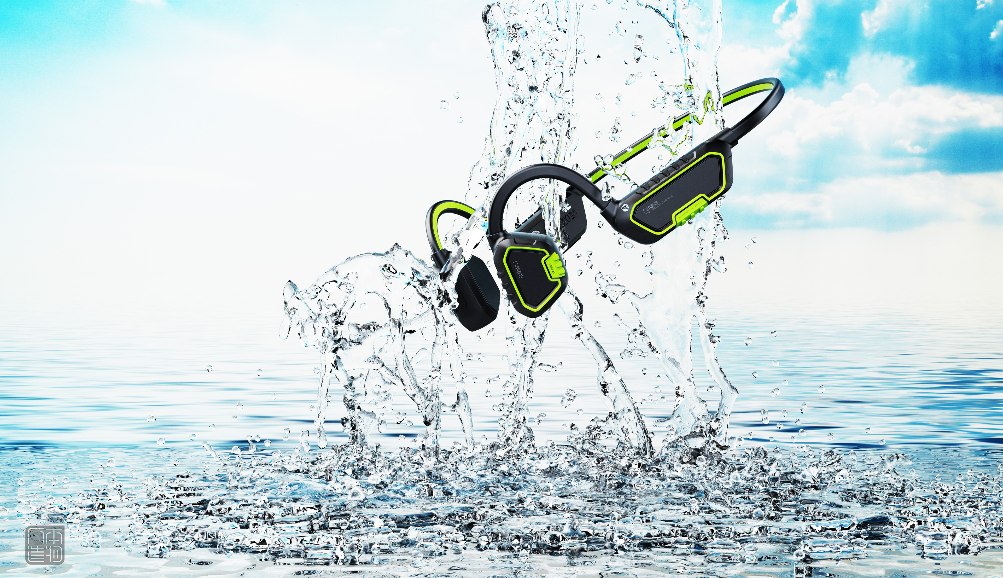 ID Design of Swimming Bone Conduction Headset，Appearance and Structure Design of Sports Headset，Humanistic product design，Guangzhou product design company，