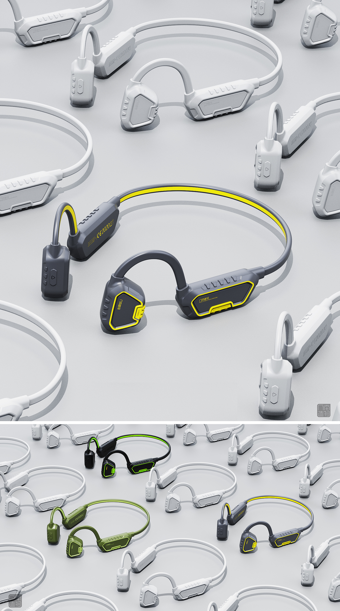 游泳骨传导耳机ID设计，运动耳机外观、结构设计，人本造物产品设计，广州产品设计公司，