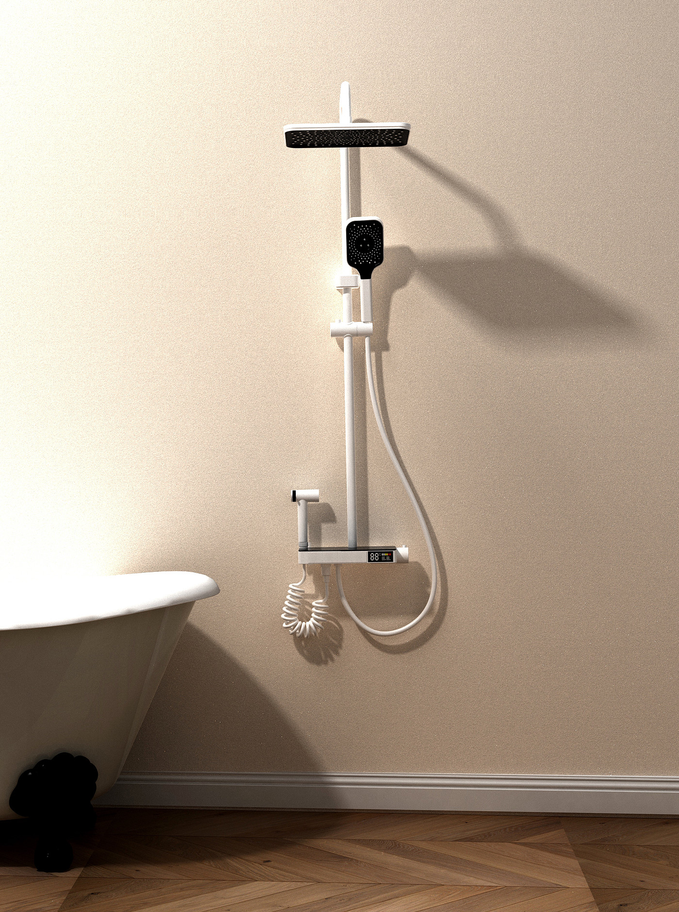 Large plane half glass shower，