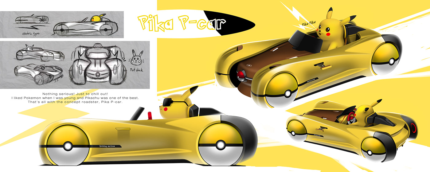 Sports car，Pikachu，automobile，Automobile design，Car model，concept，pika-car，p-car，