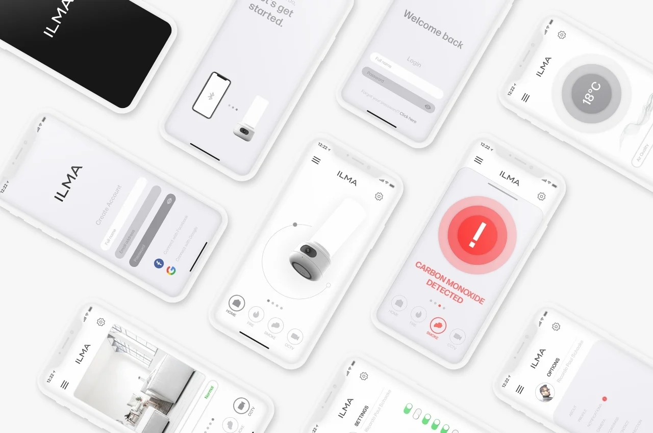 ILMA，product design，Portable，lamp，multi-function，Smoke alarm，